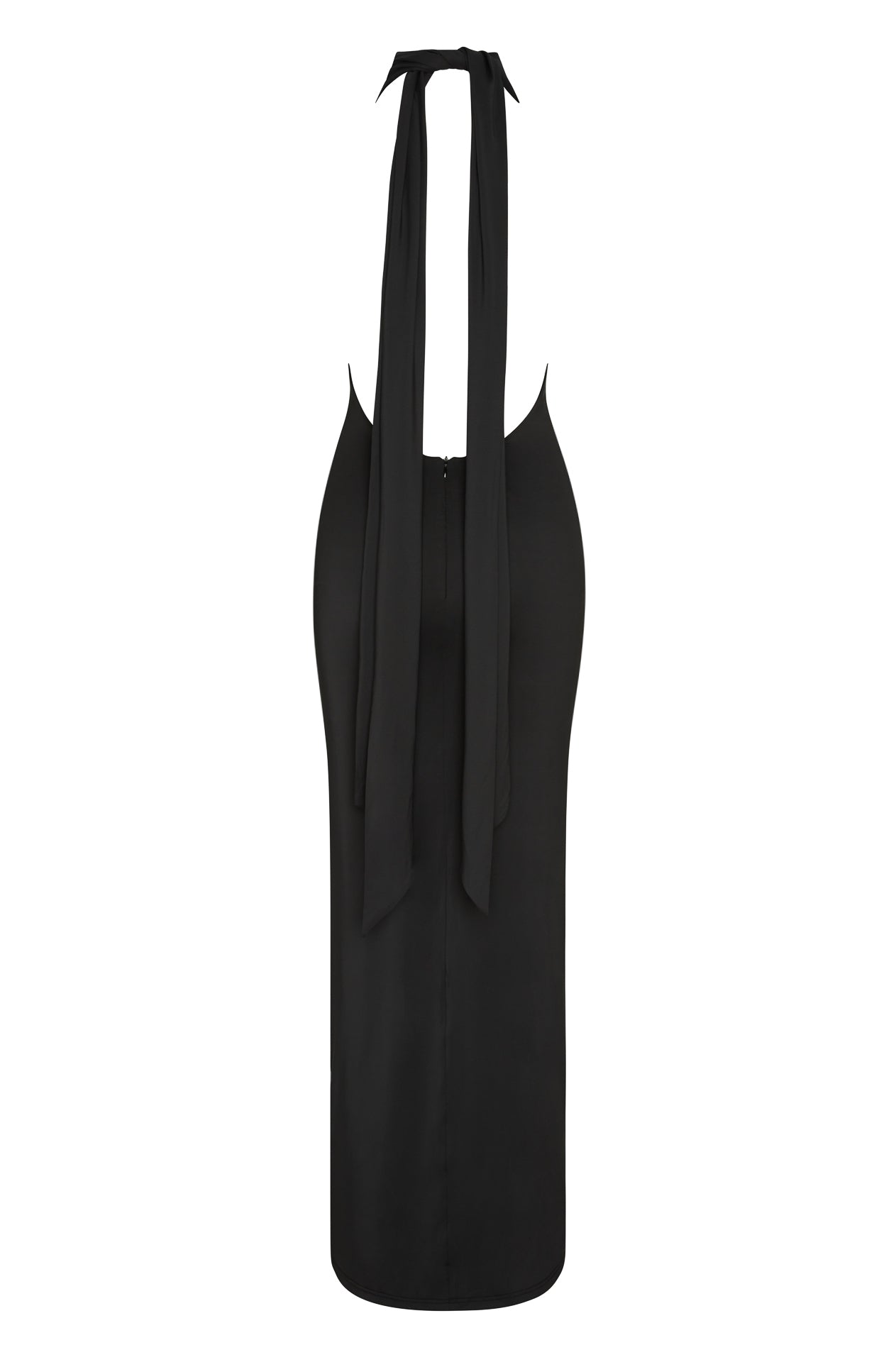Alaia Drape Maxi Dress Black, back view.