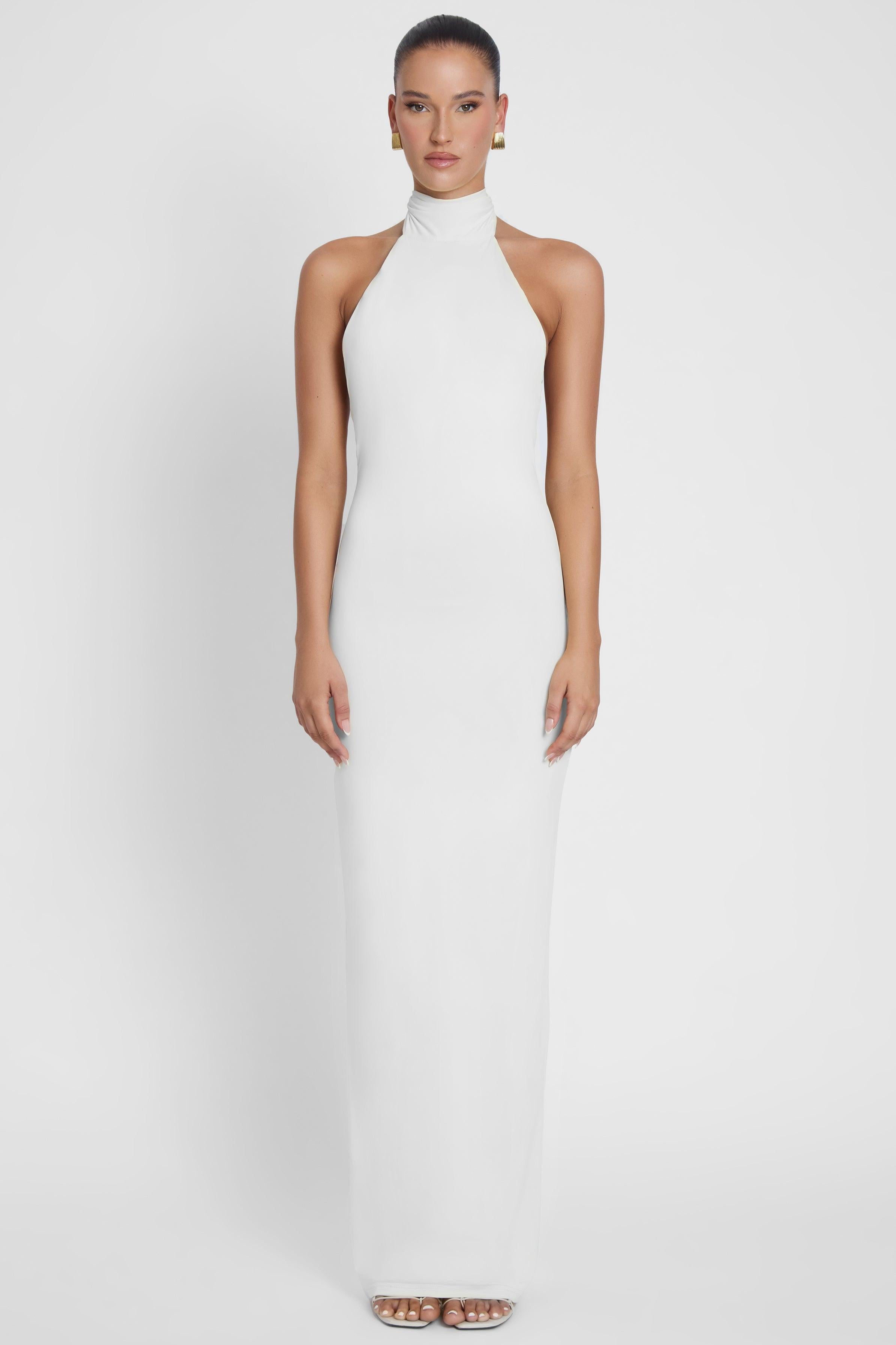 Alaia Drape Maxi Dress - White