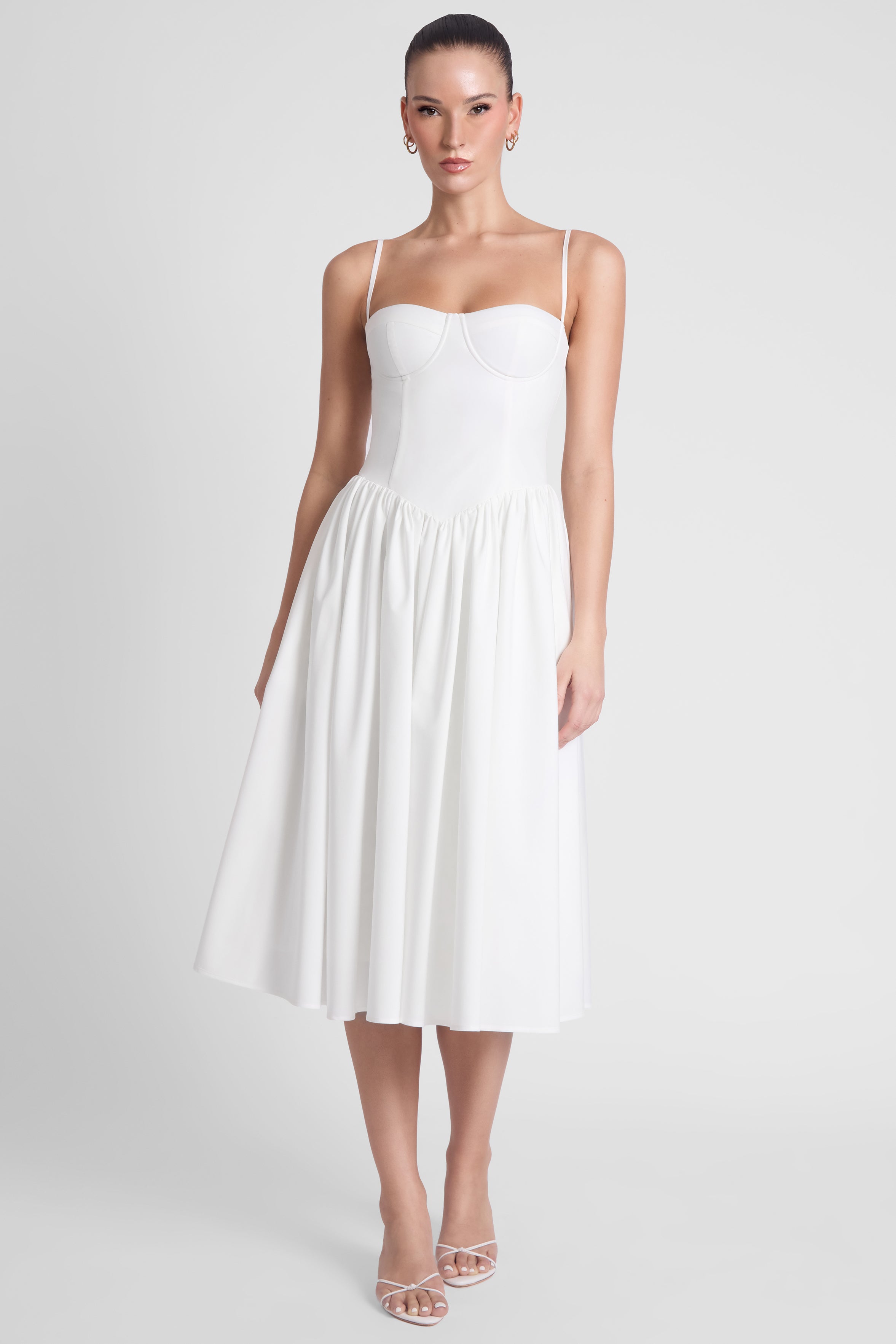 Robe bustier mi-longue ballerine - Blanche