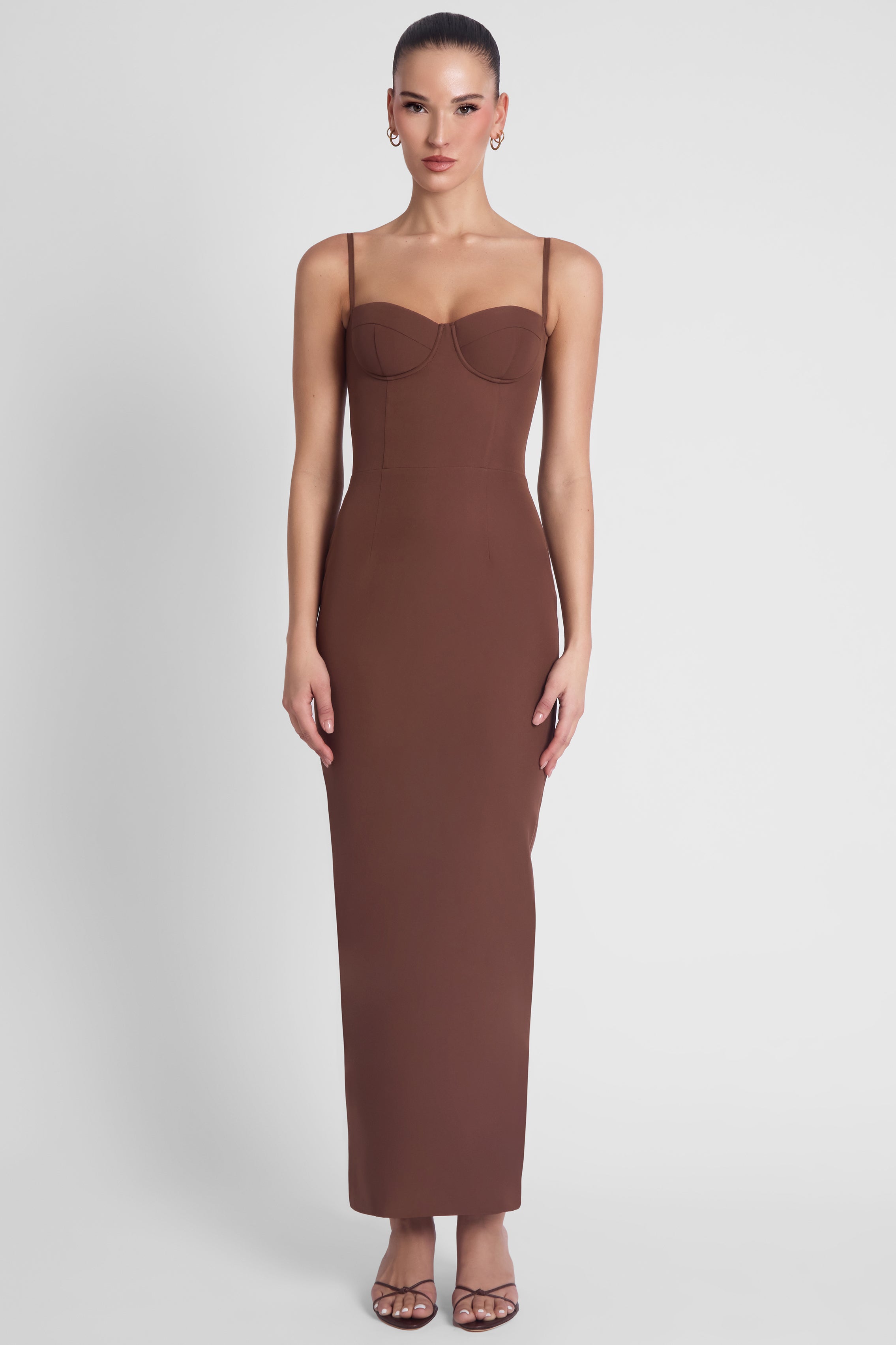 Belle Bustier Midi Dress - Brown