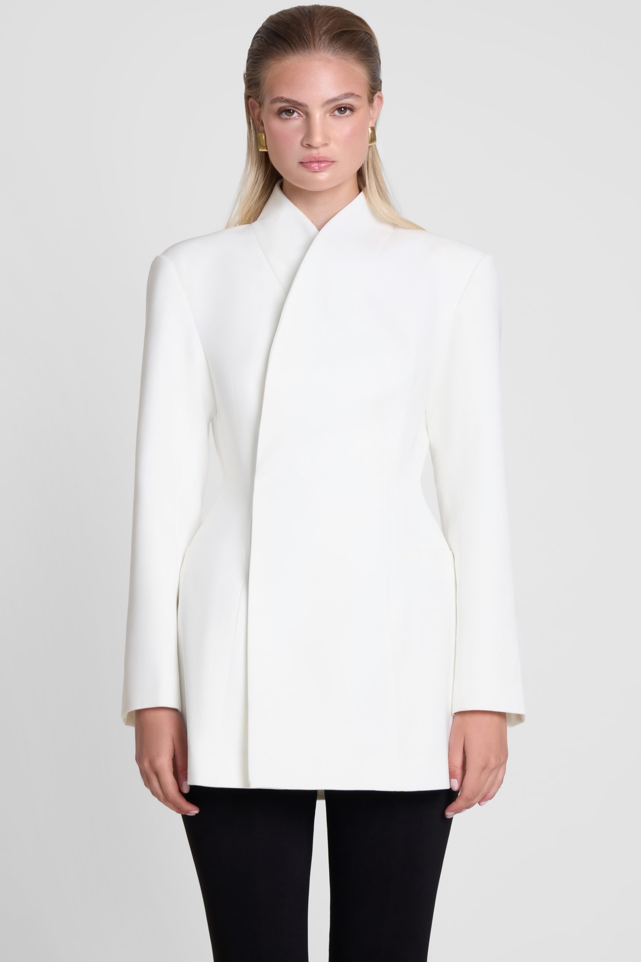 Cairo Hourglass Belted Coat - White – LEAU