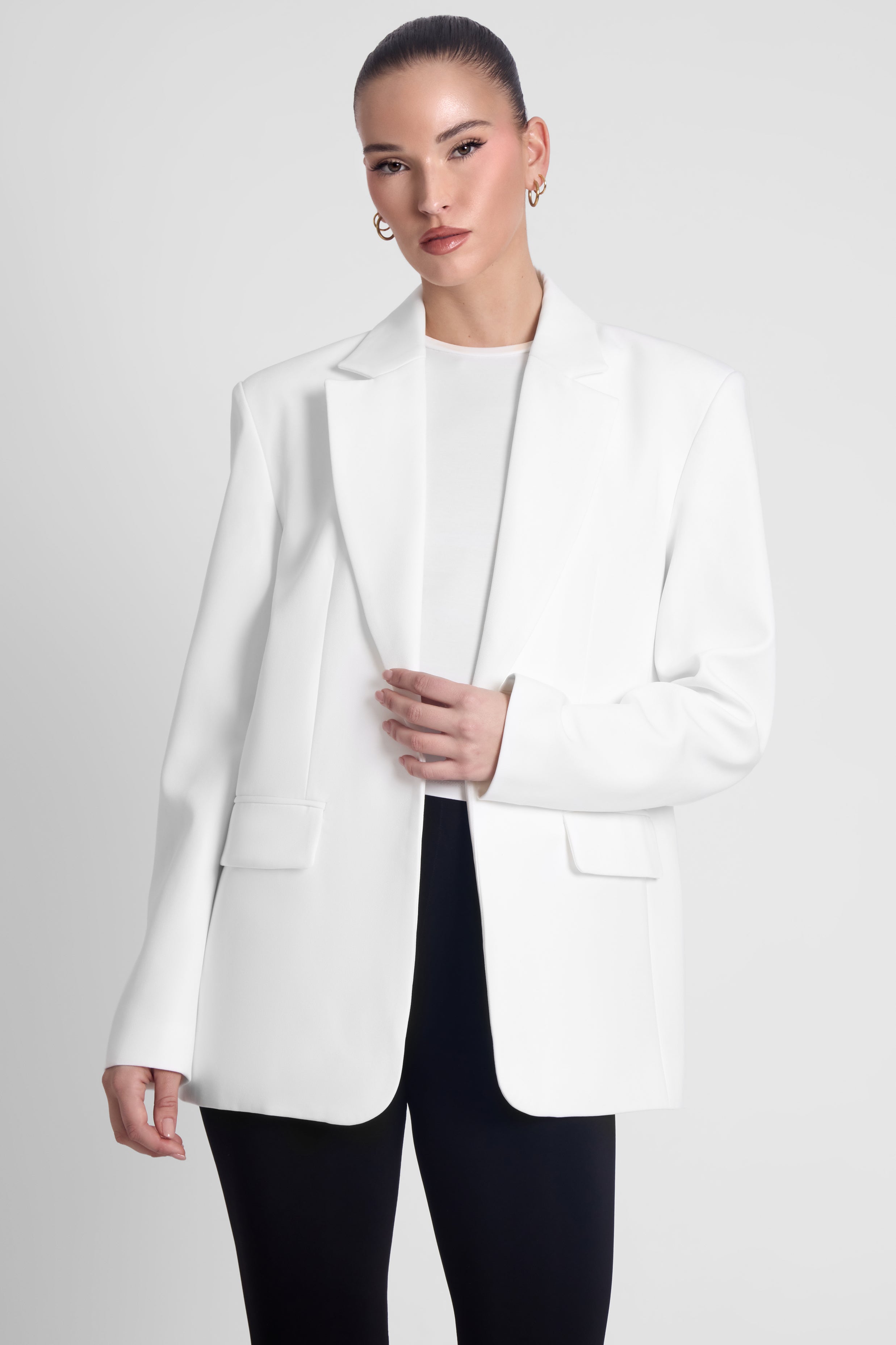 Classic Column Oversized Blazer - White