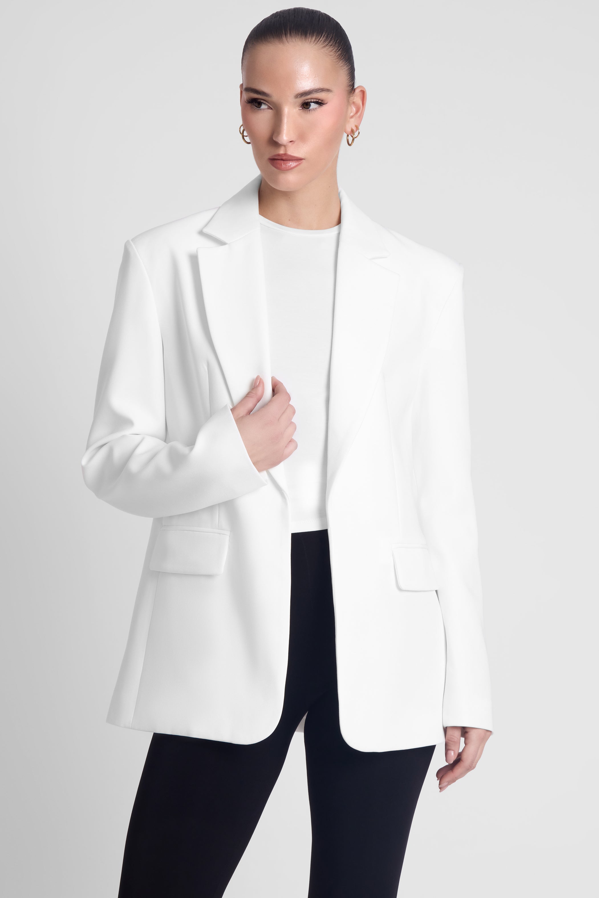 Classic Column Oversized Blazer - White