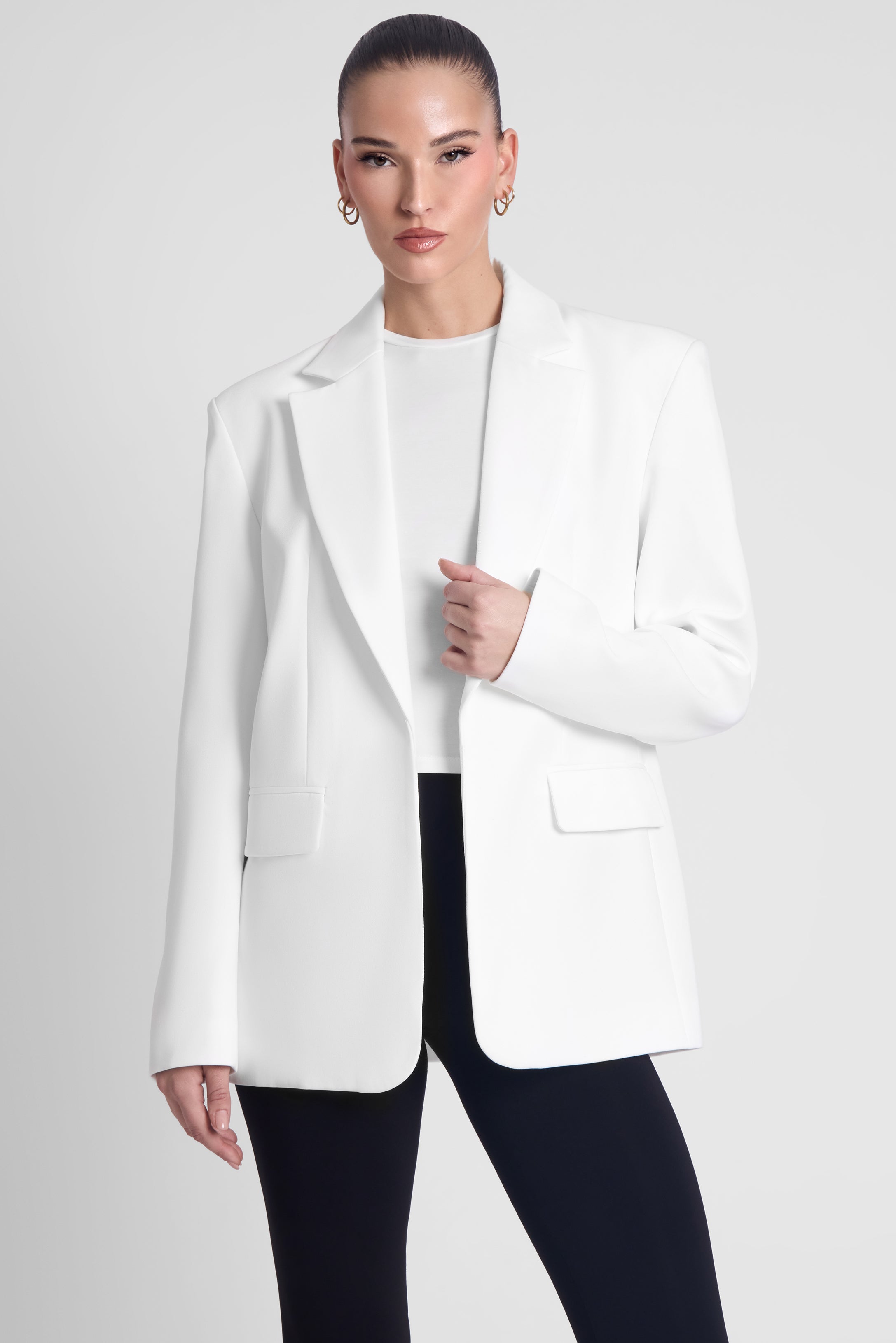 Classic Column Oversized Blazer - White