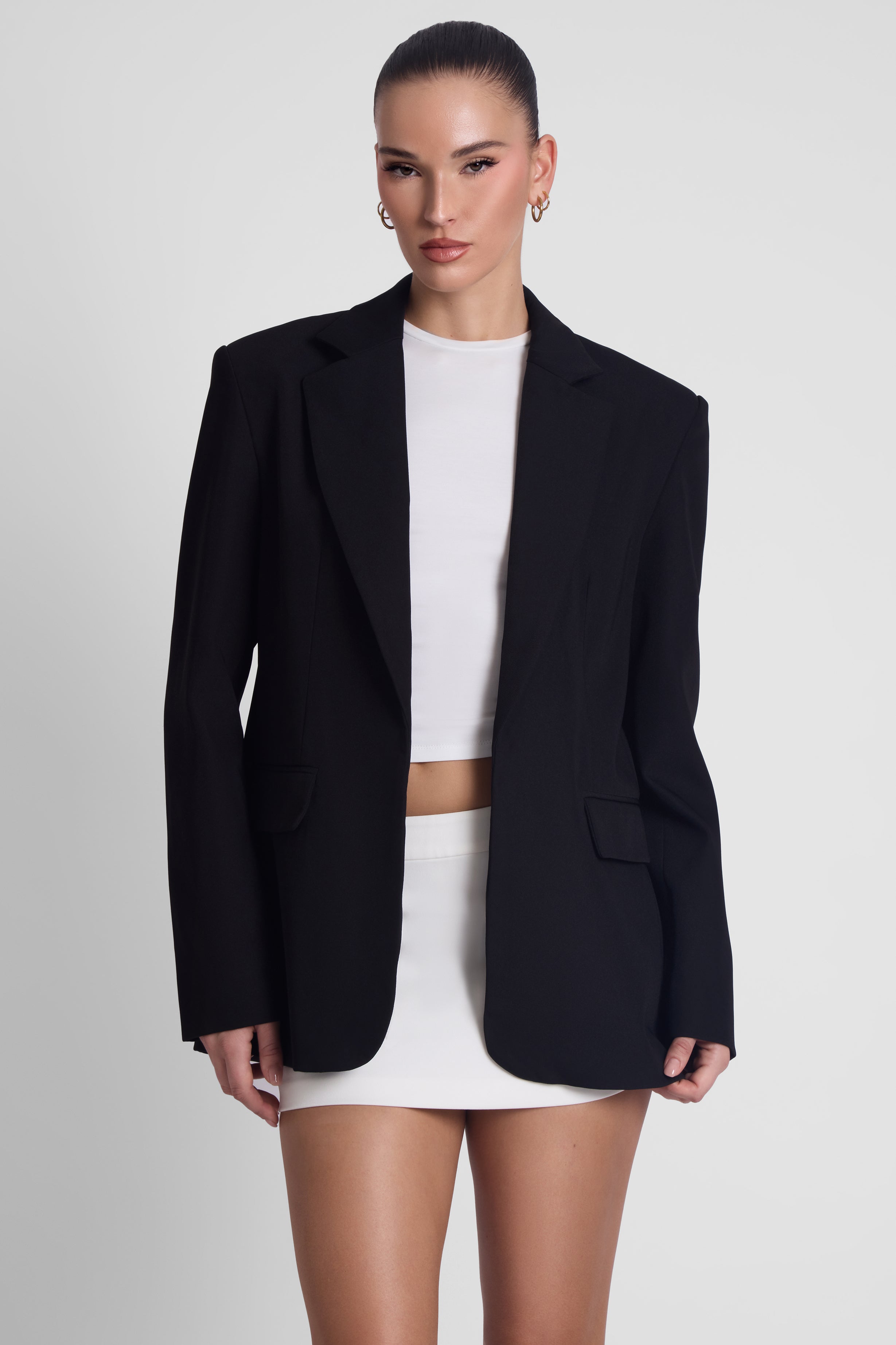 Classic Column Oversized Blazer - Black