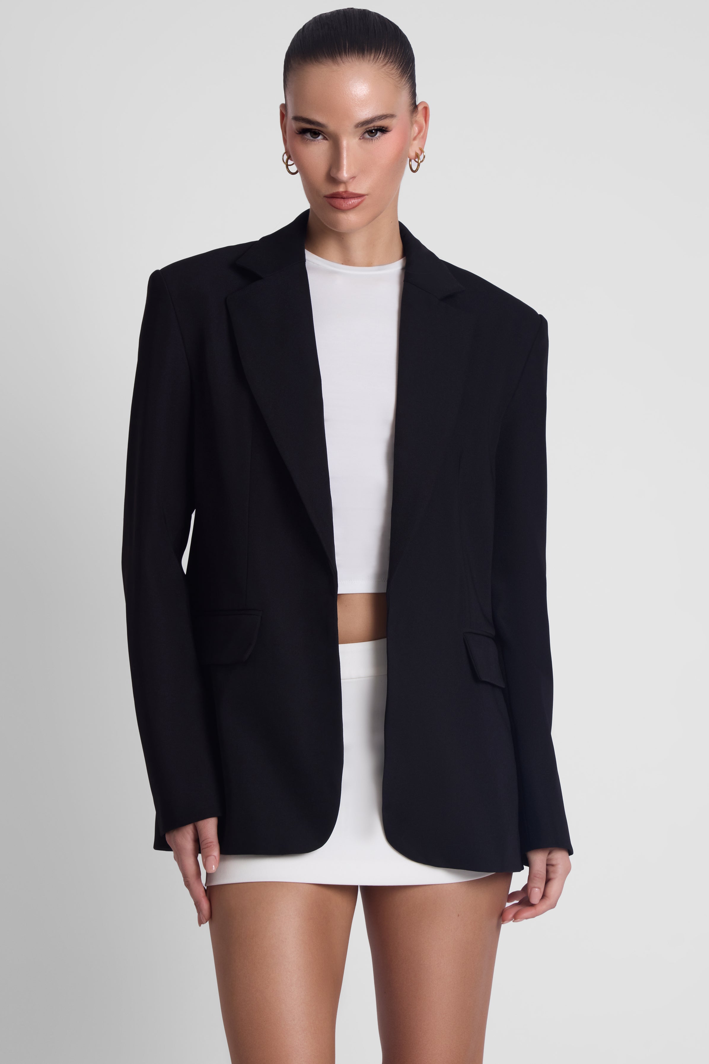 Classic Column Oversized Blazer - Black