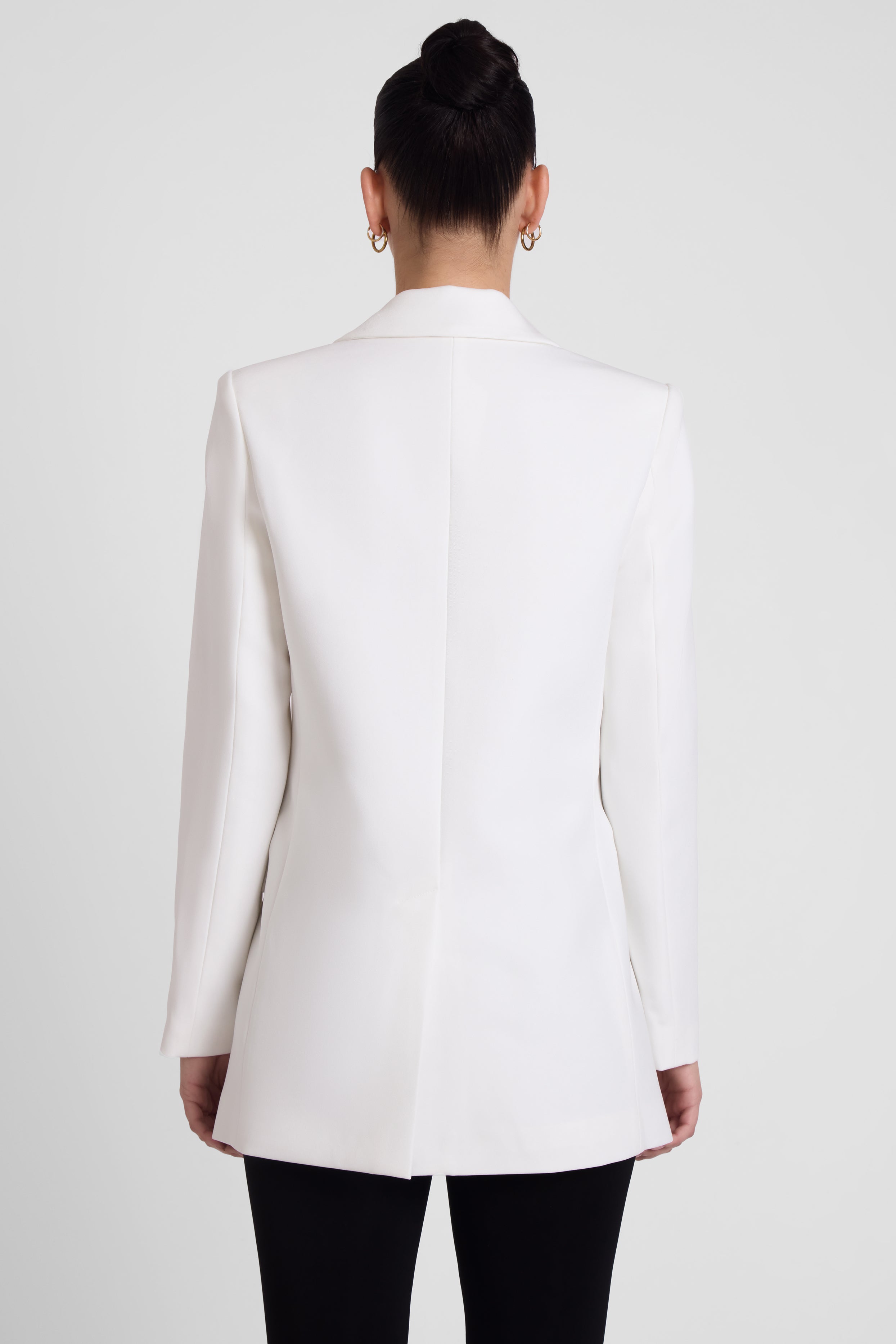 Classic Column Tailored Belted Blazer - White