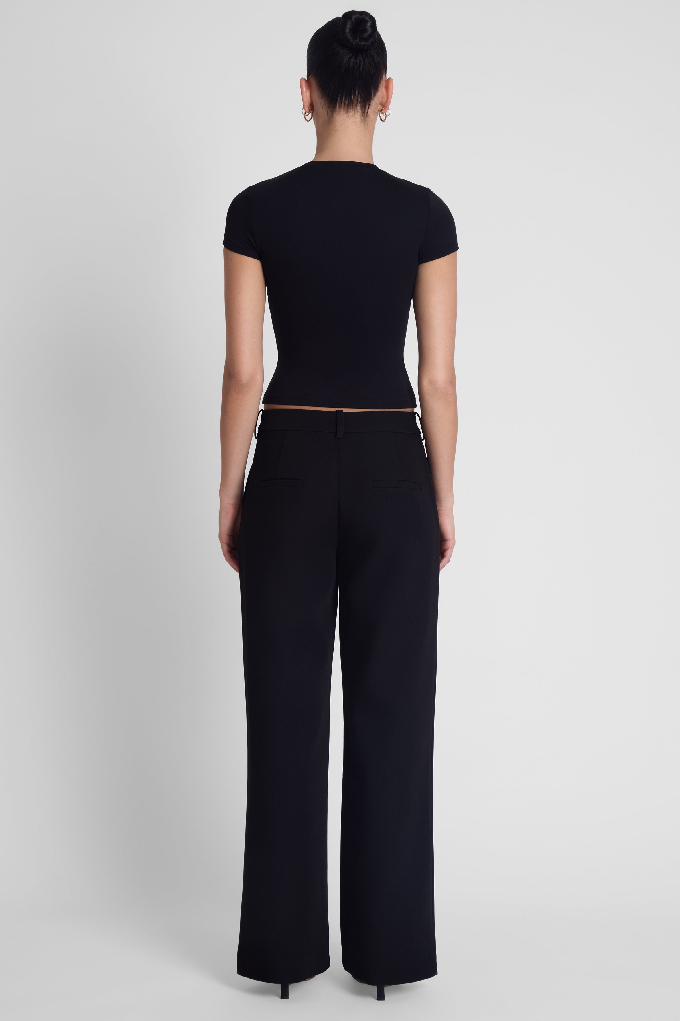 Classic Column Straight Trousers - Black
