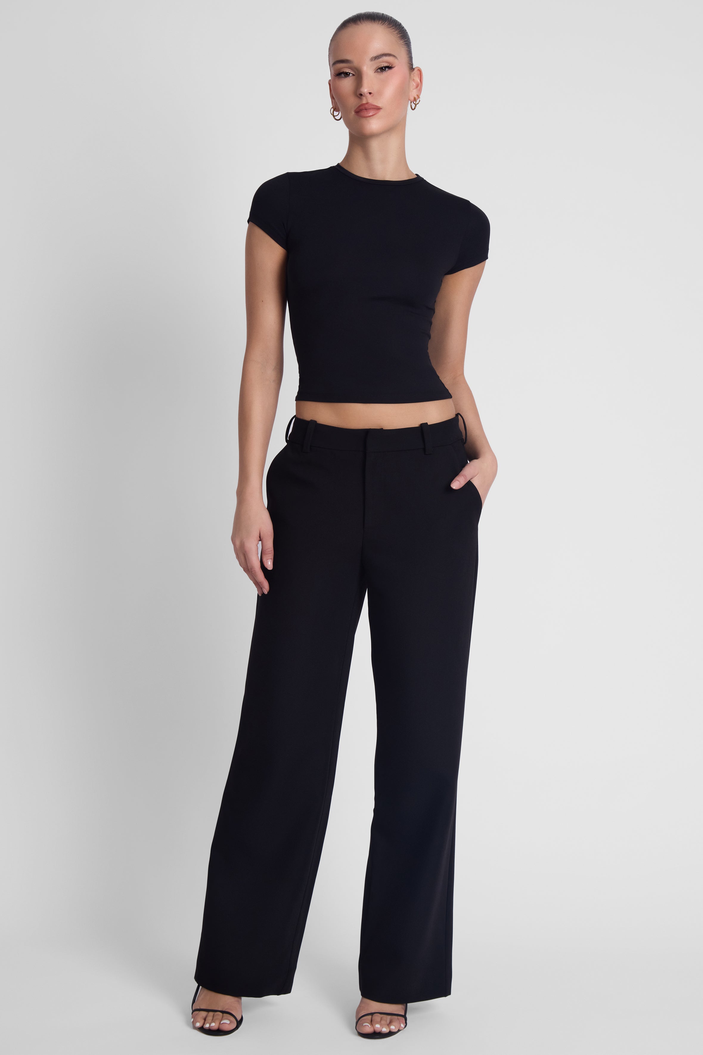 Classic Column Straight Trousers - Black