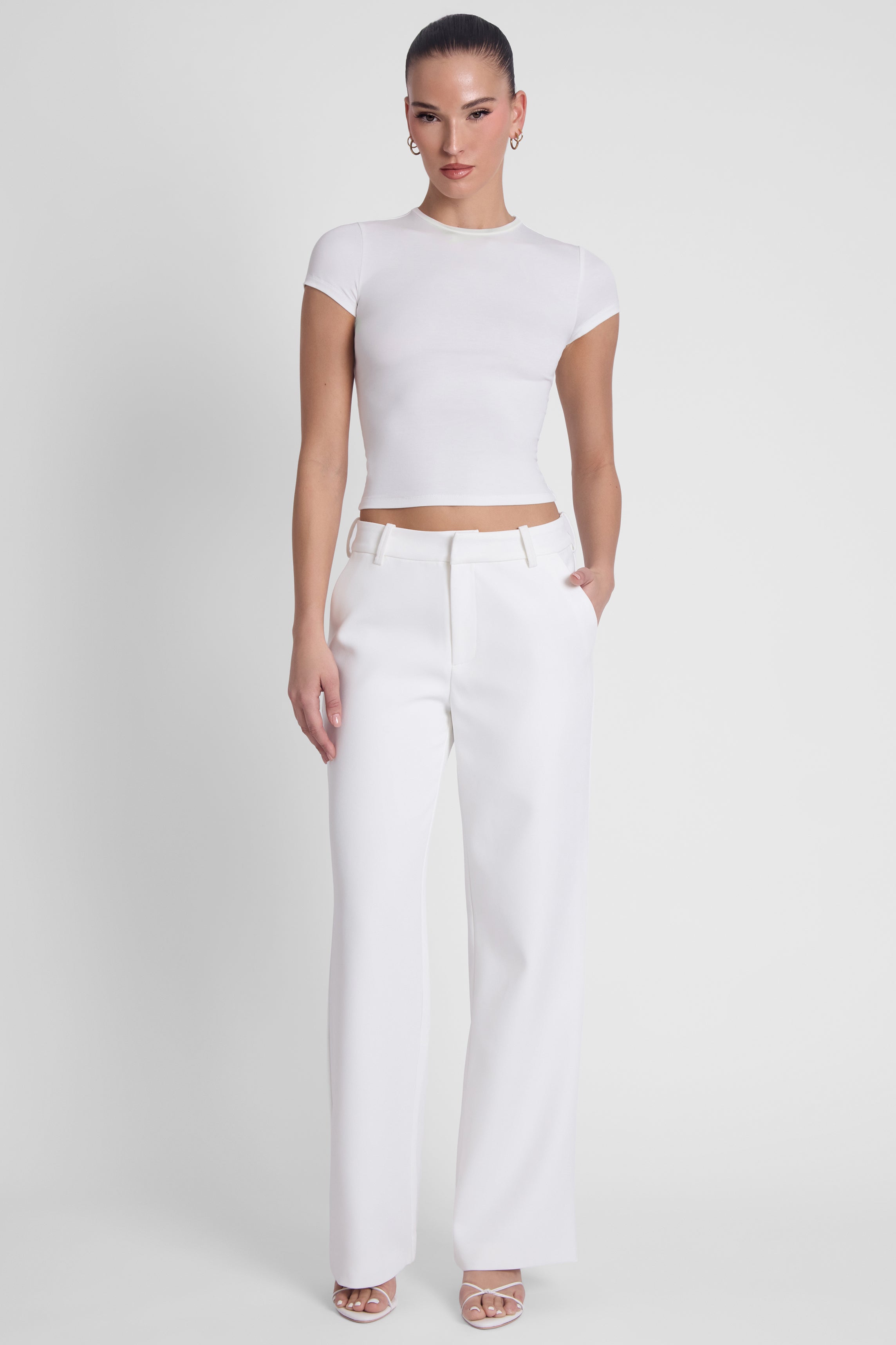 Classic Column Straight Trousers - White