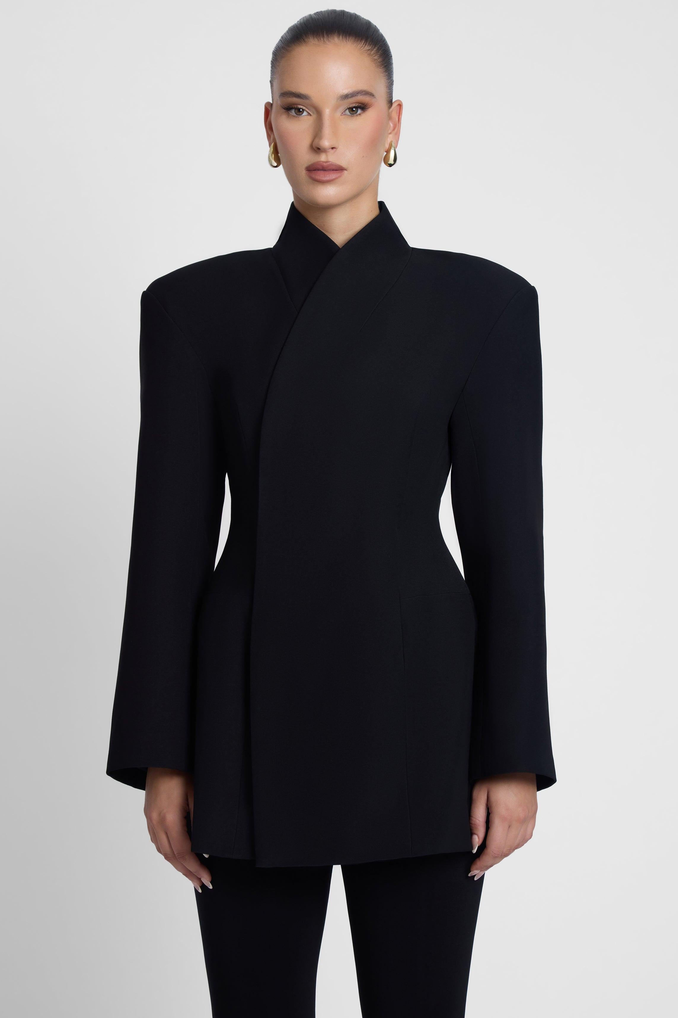 Cairo Hourglass Belted Coat - Black | LEAU