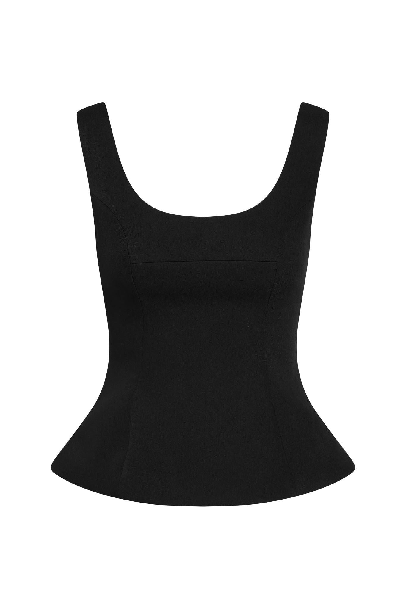 LEAU Calesia Contour Bustier Top in Black, front view.