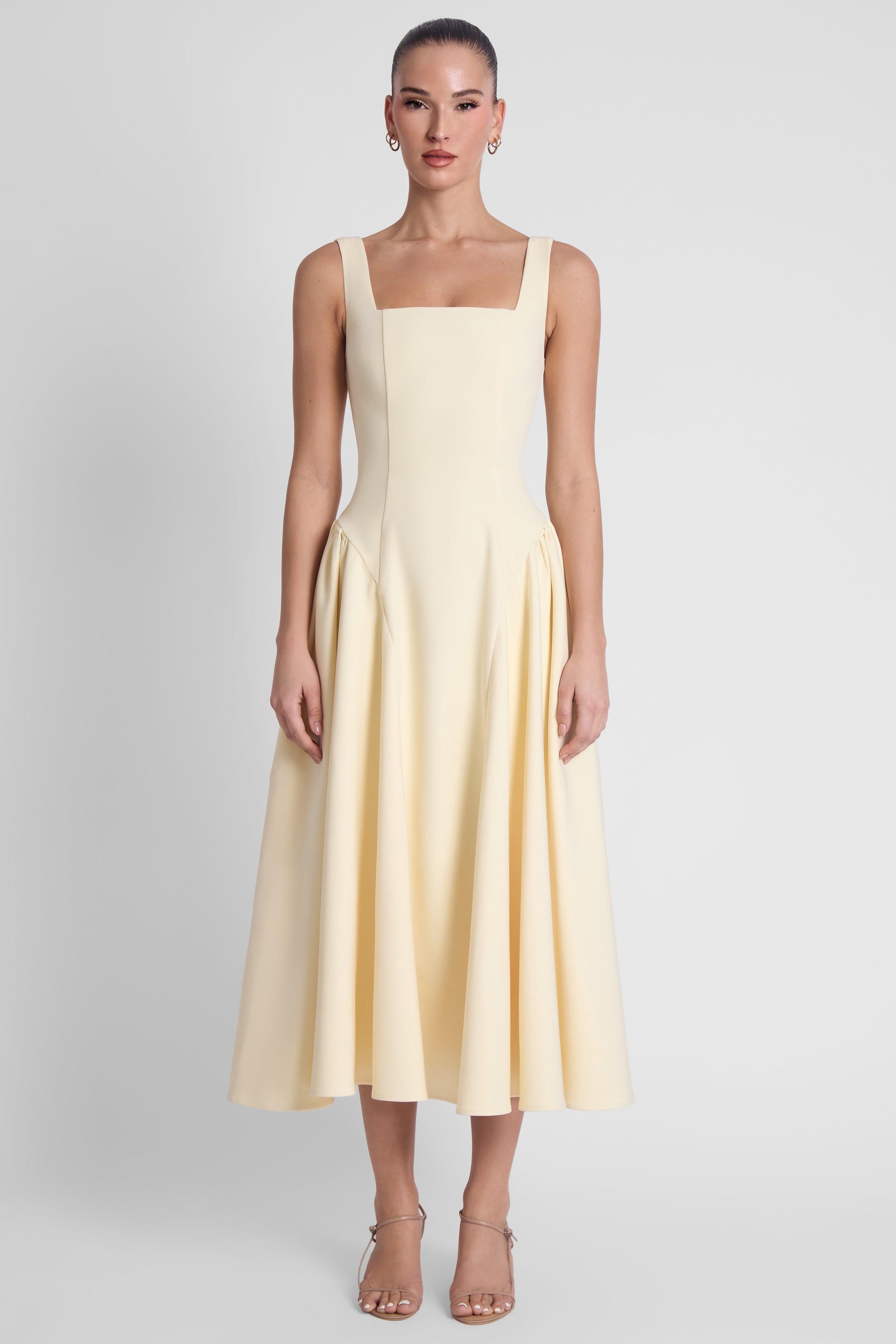 corset yellow dress Chloe Corset Midi Dress - Yellow