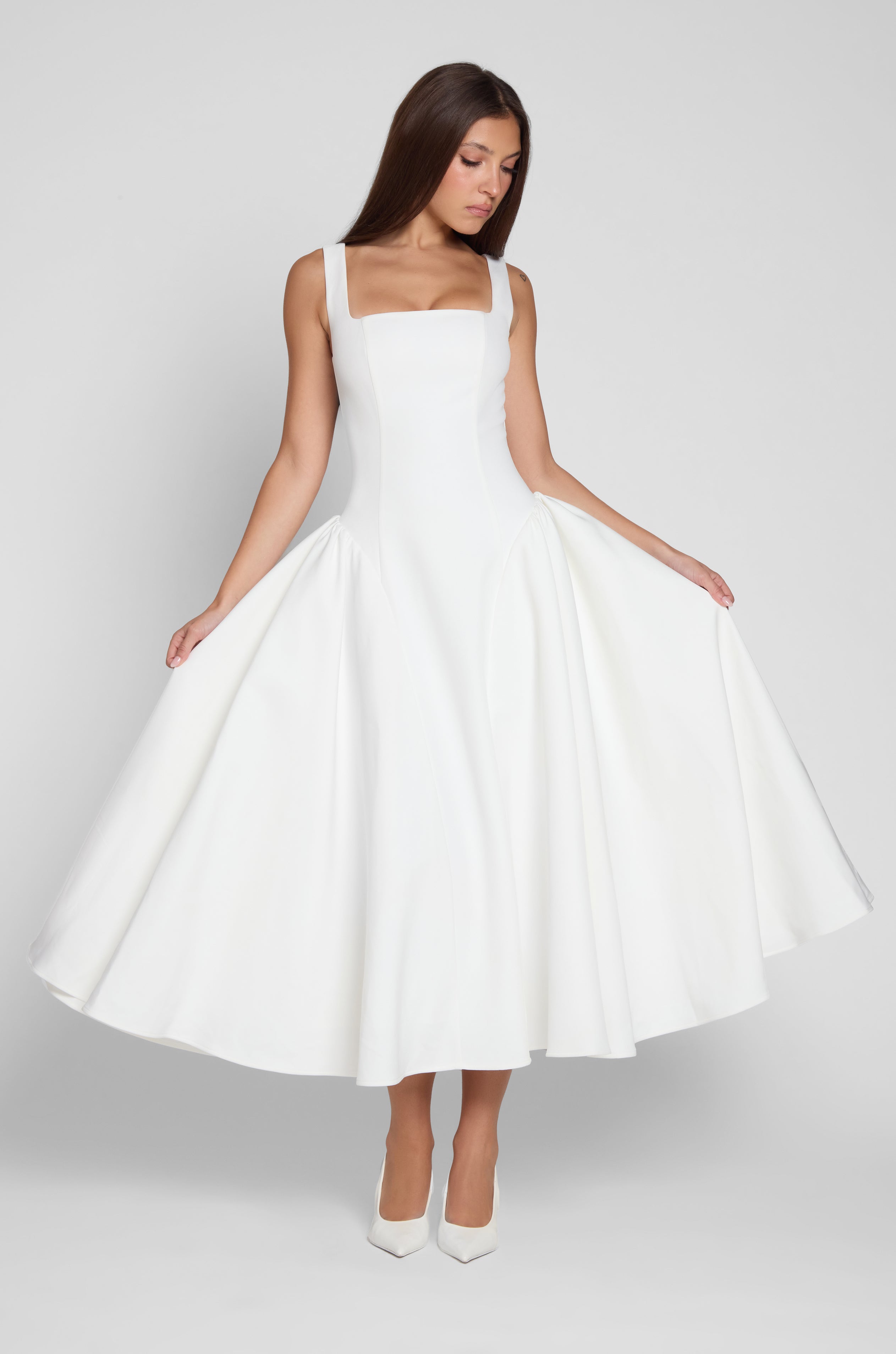 Chloe Corset Midi Dress - White