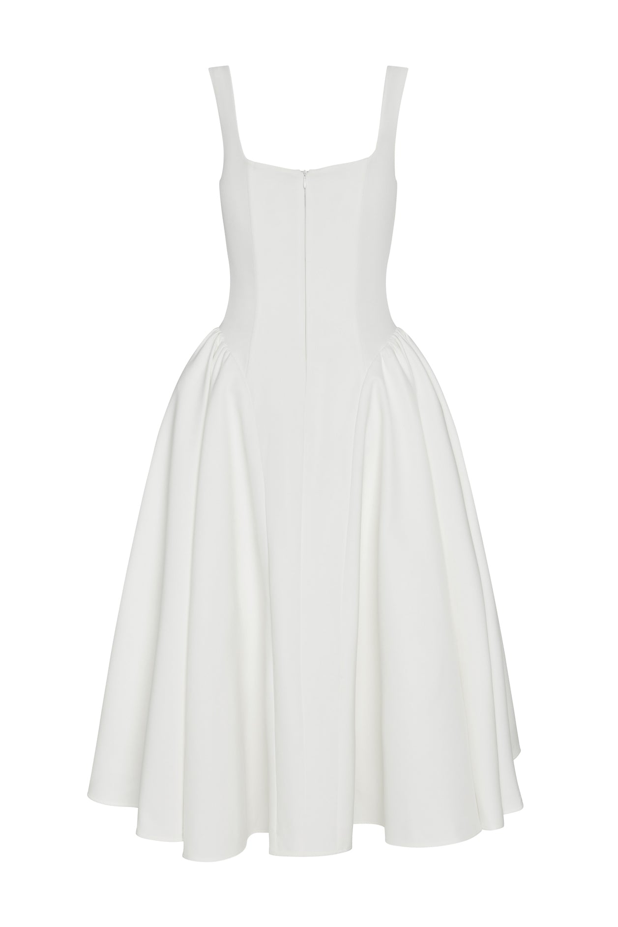 Chloe Corset Midi Dress White, back view.
