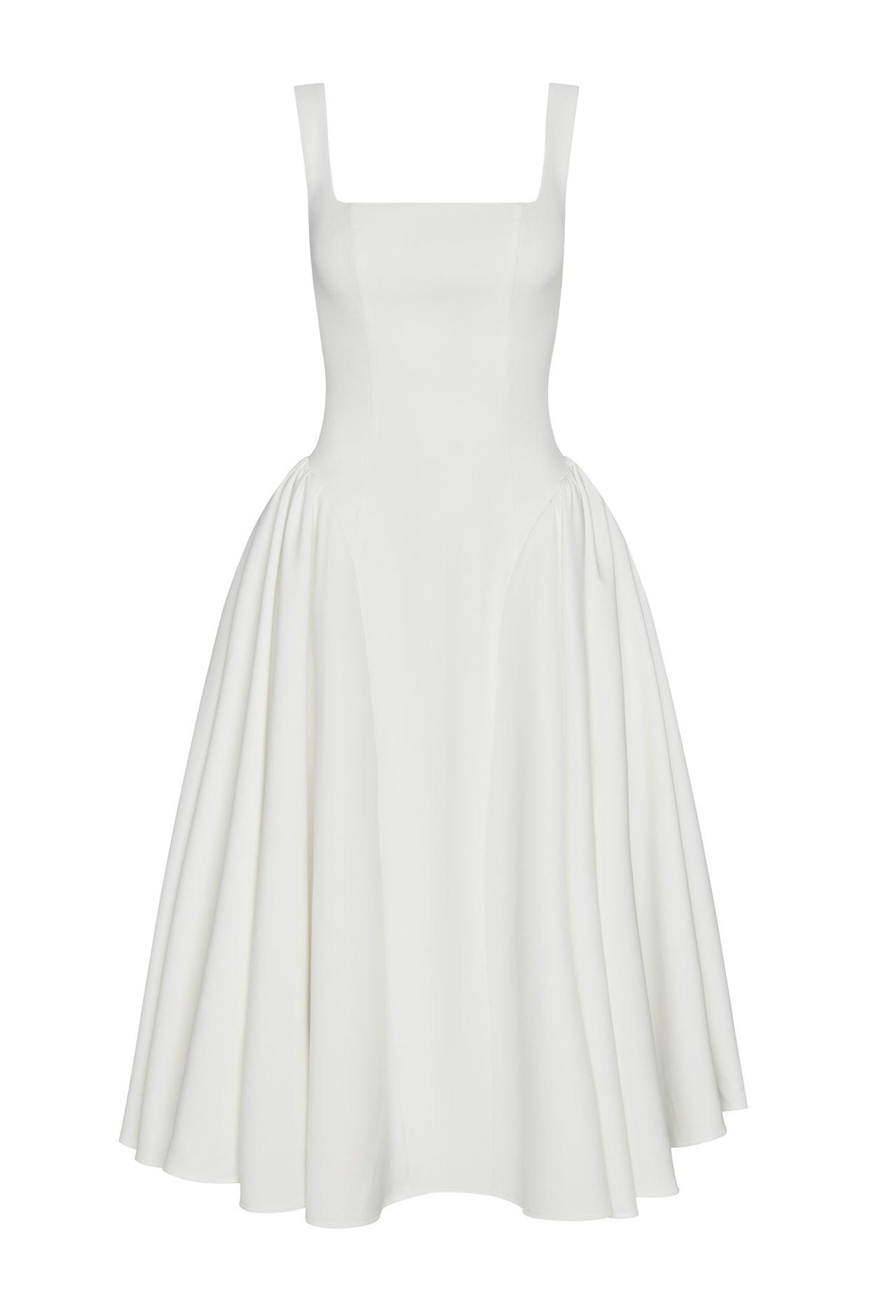 Chloe Corset Midi Dress White, front view.