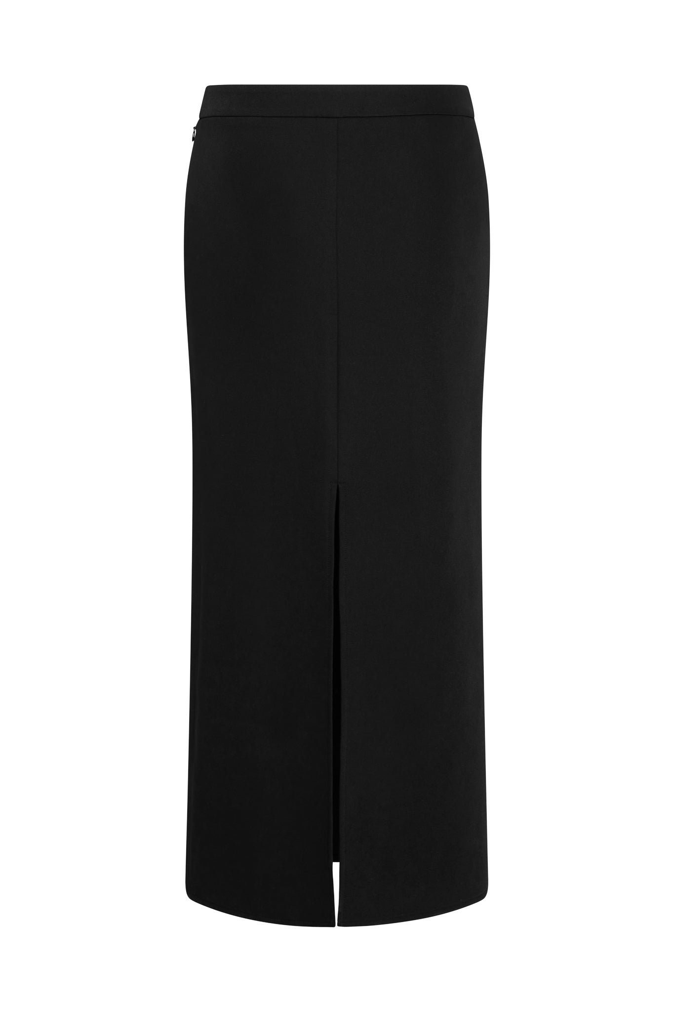 Classic Column Maxi Skirt in Black, back view.