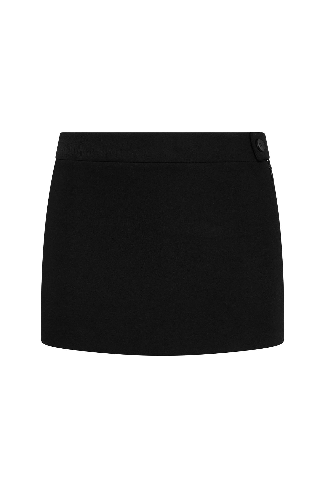 LEAU Classic Column Micro Mini Skirt in Black, back view.