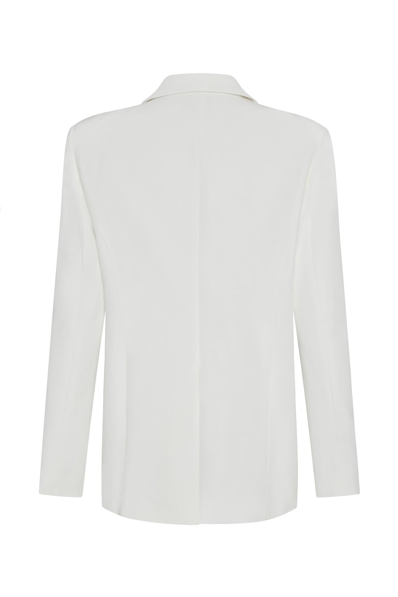 Classic Column Oversized Blazer in White, back view.
