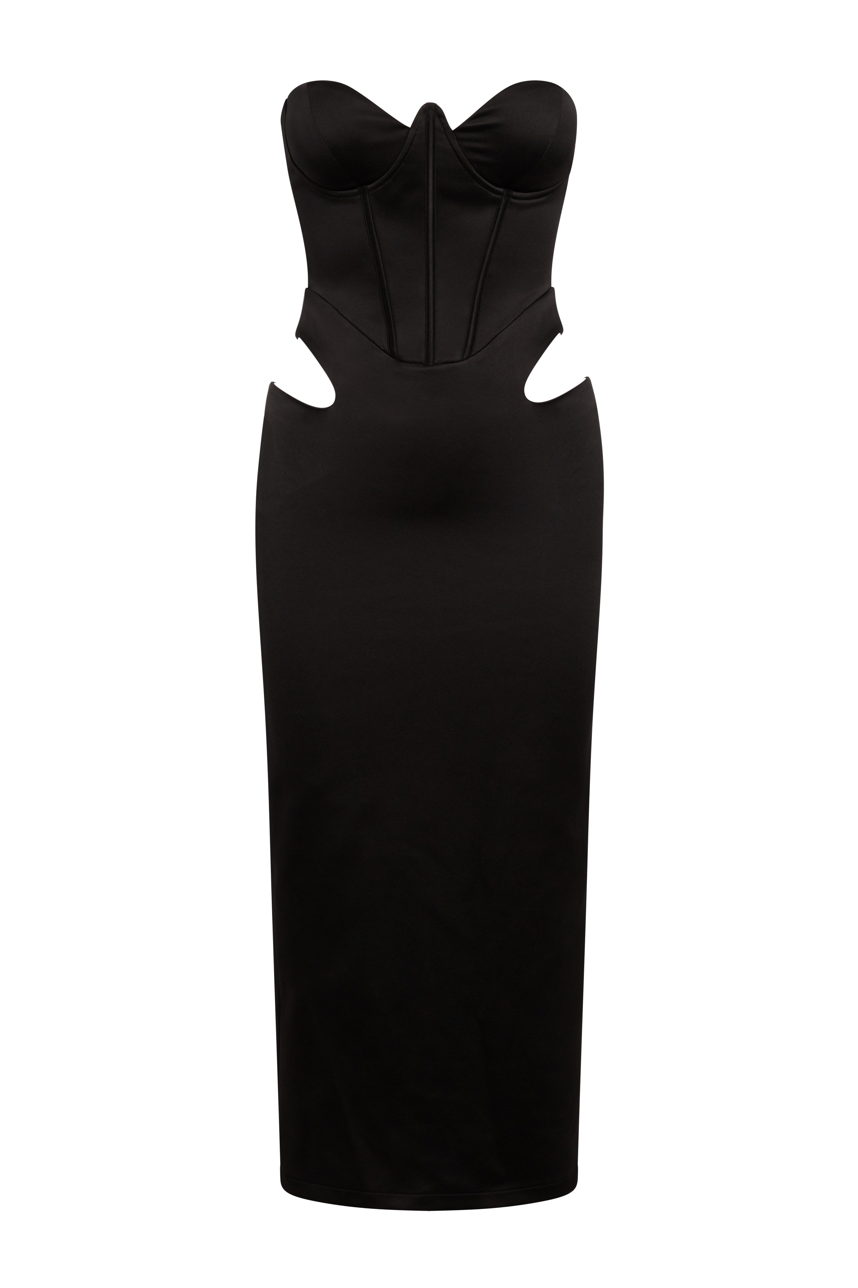 Saffiano Satin Corset Midi Dress