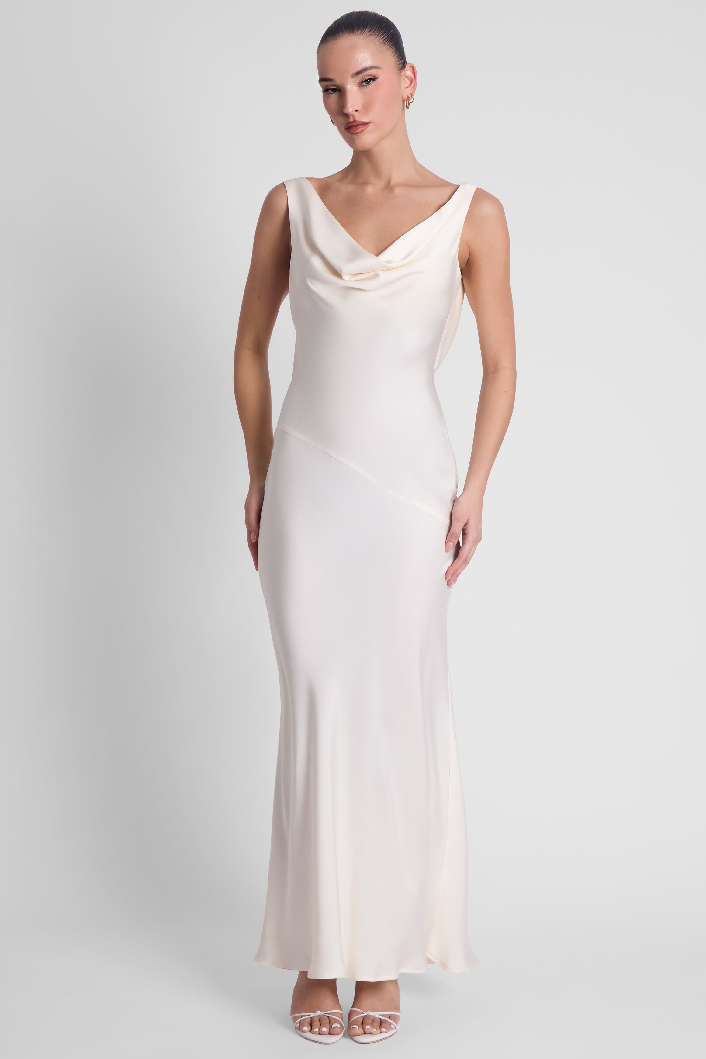 Dove Drape Satin Gown - Ivory