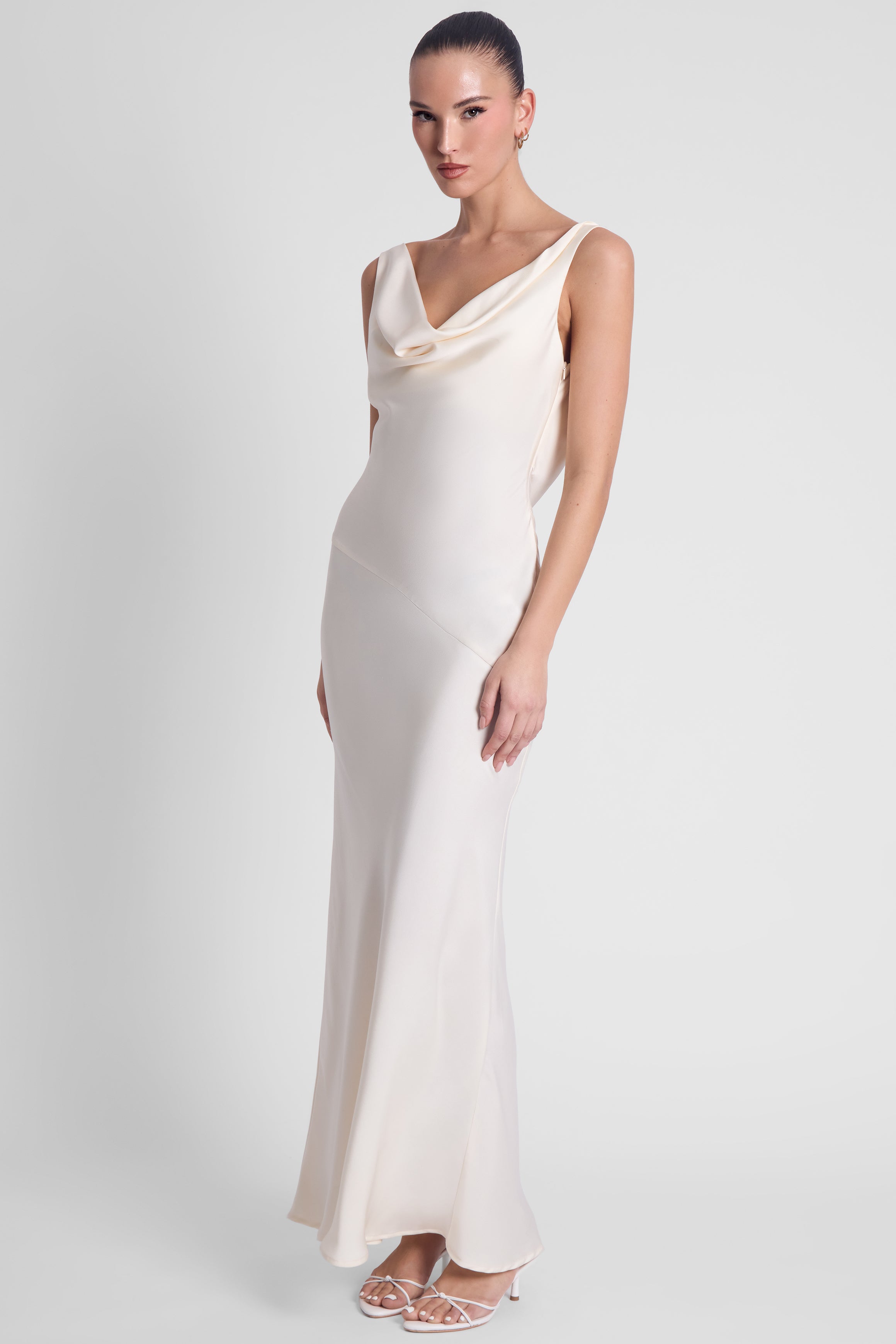 Dove Drape Satin Gown - Ivory