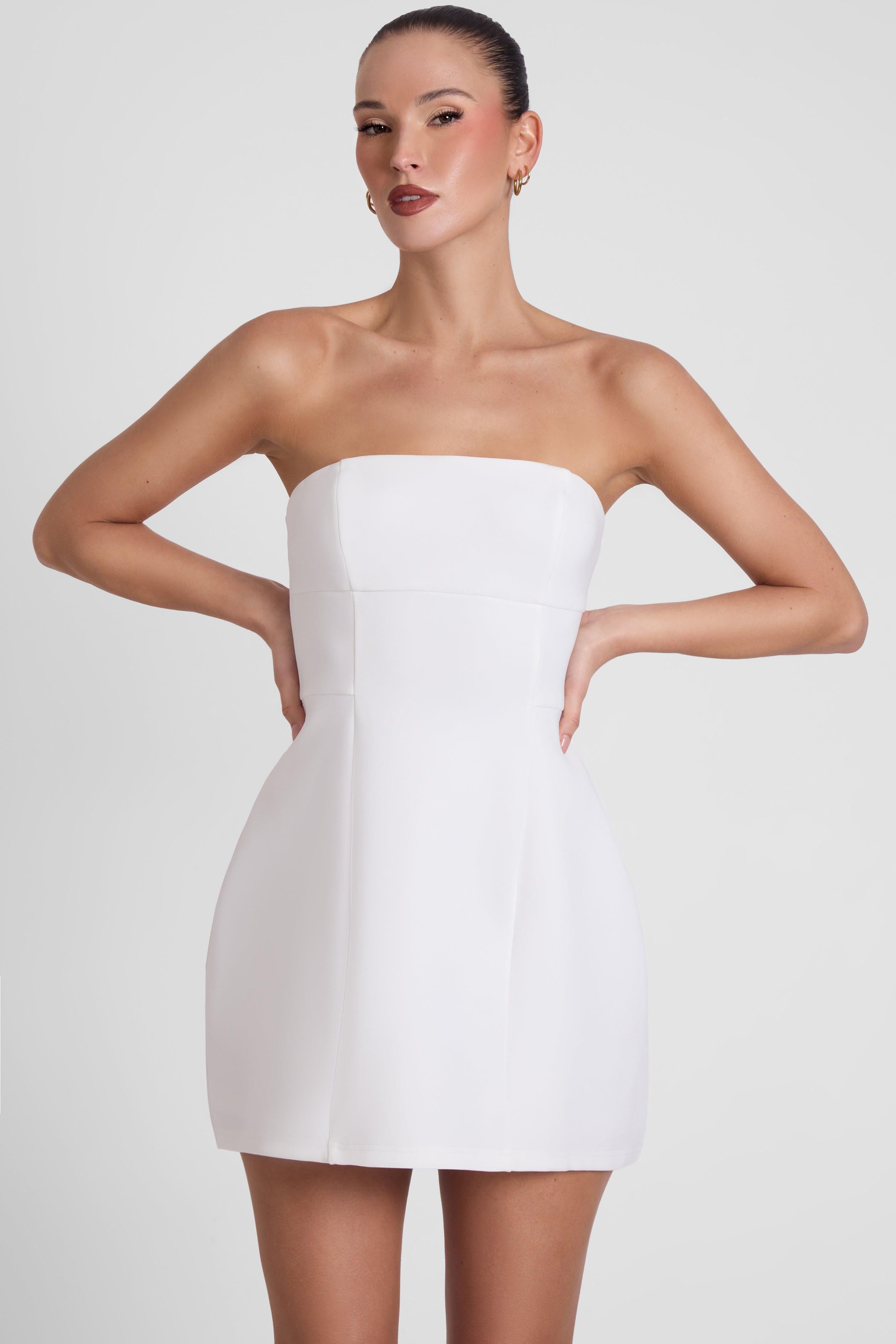white bodycon dress for women LEAU