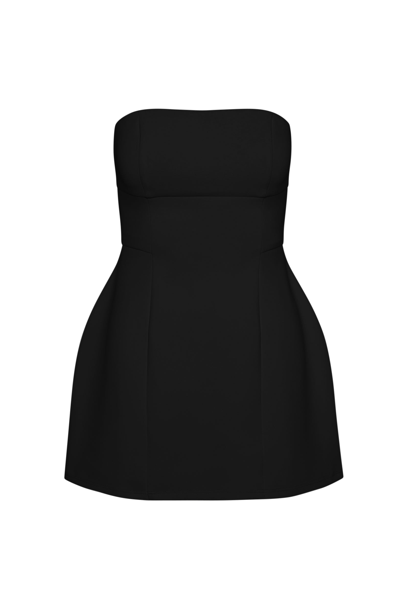 Eres Strapless Bustier Mini Dress in Black, front view.