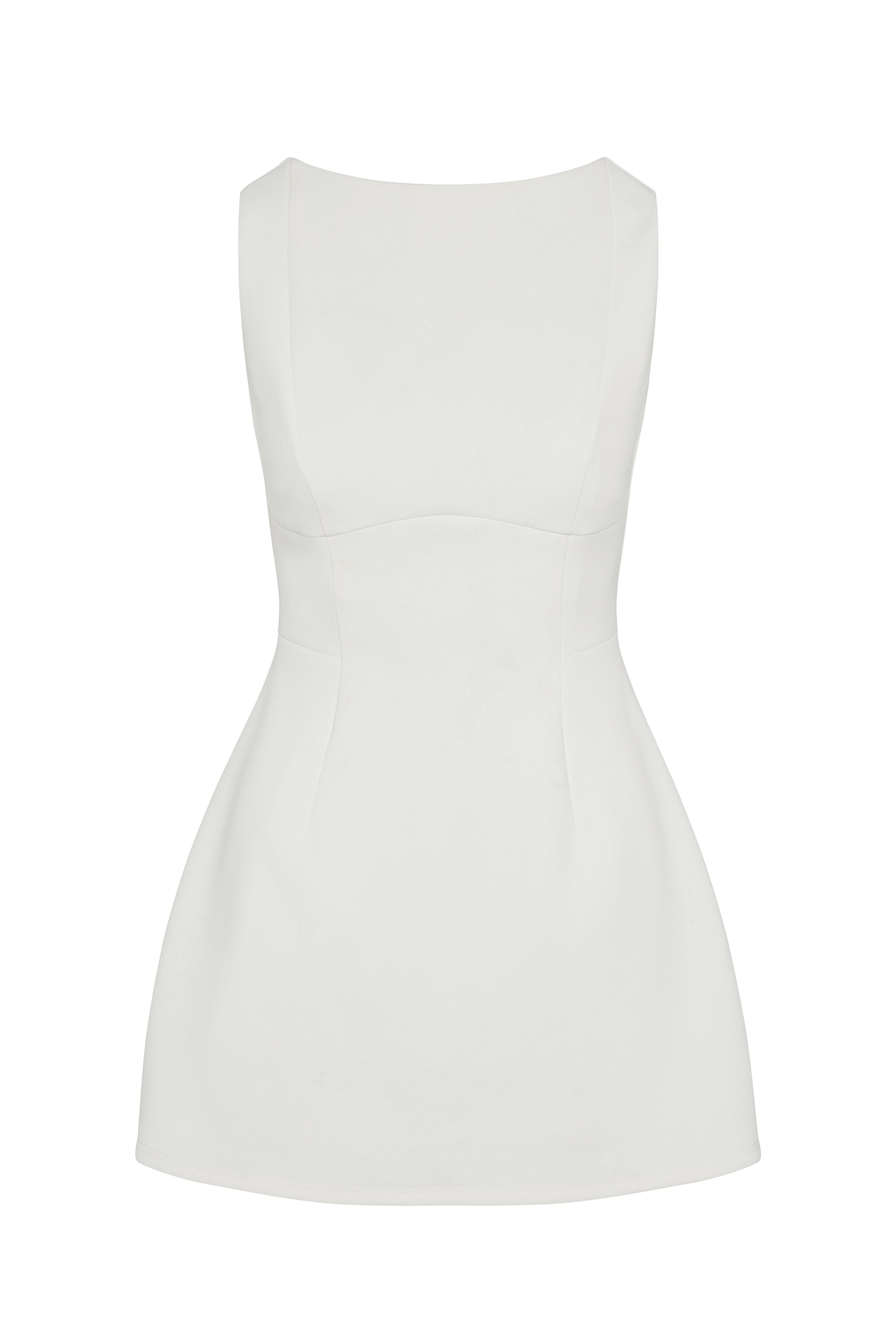 Estelle Sleeveless Bustier Mini Dress in White, front view.