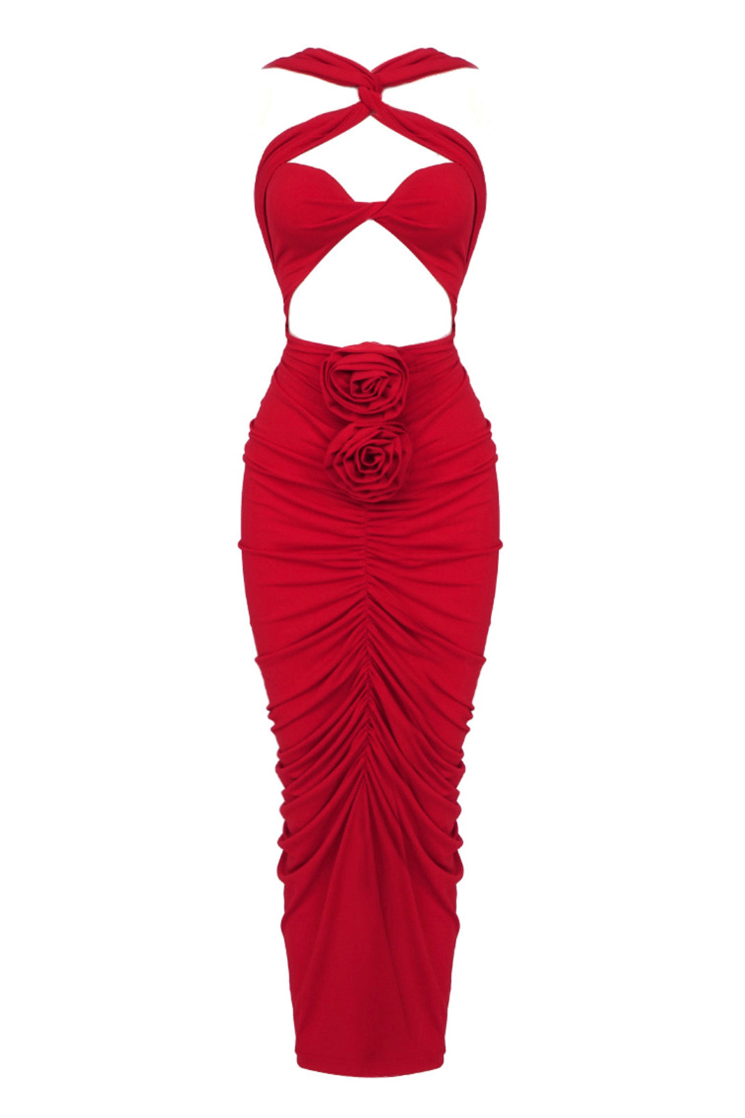 Bloom Floral Cut Out Maxi Dress - Red