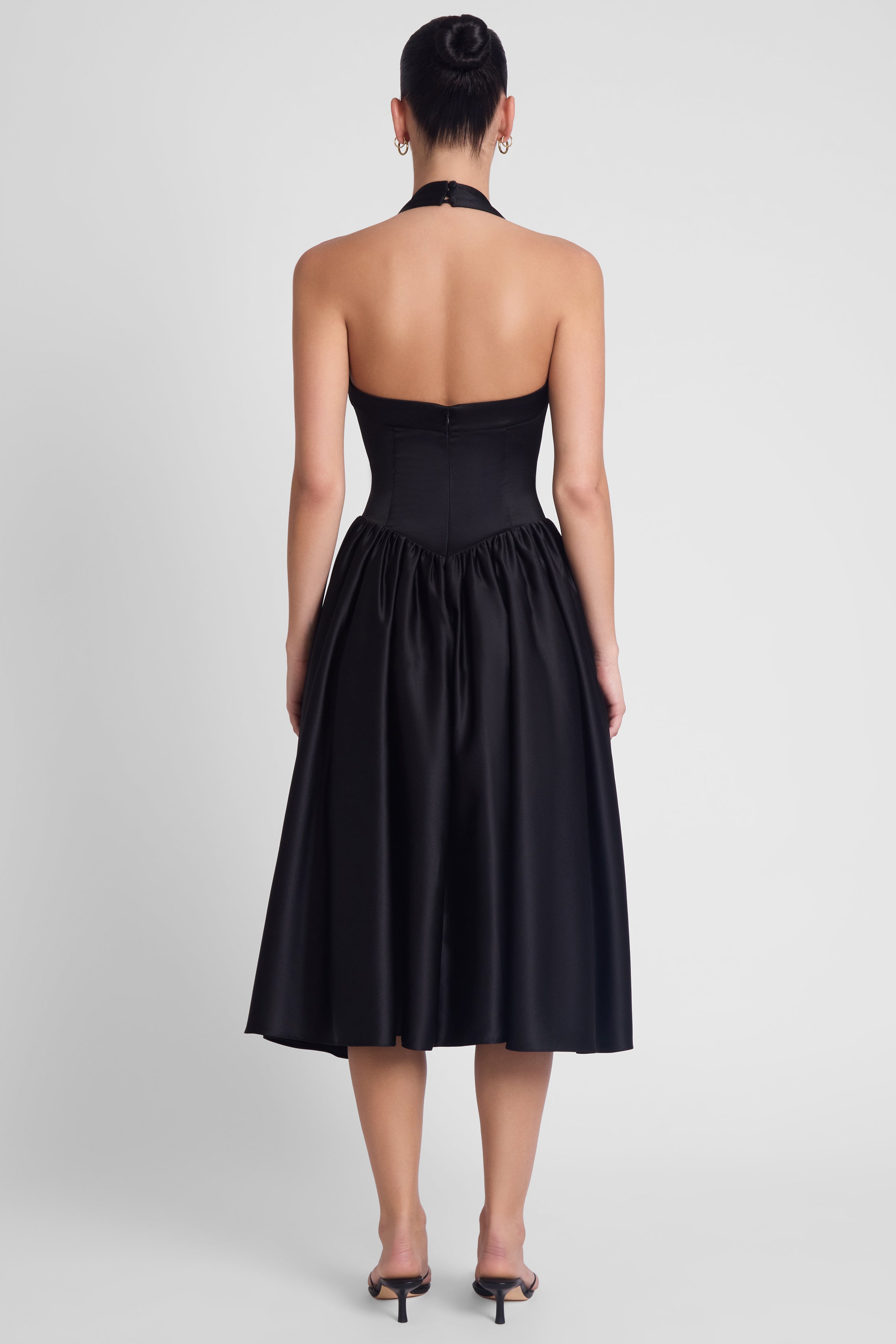 Hart Halter Corset Midi Dress - Black