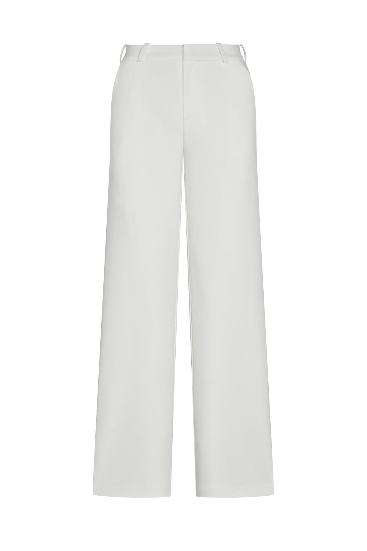 Classic Column Straight Trousers in White, front view.