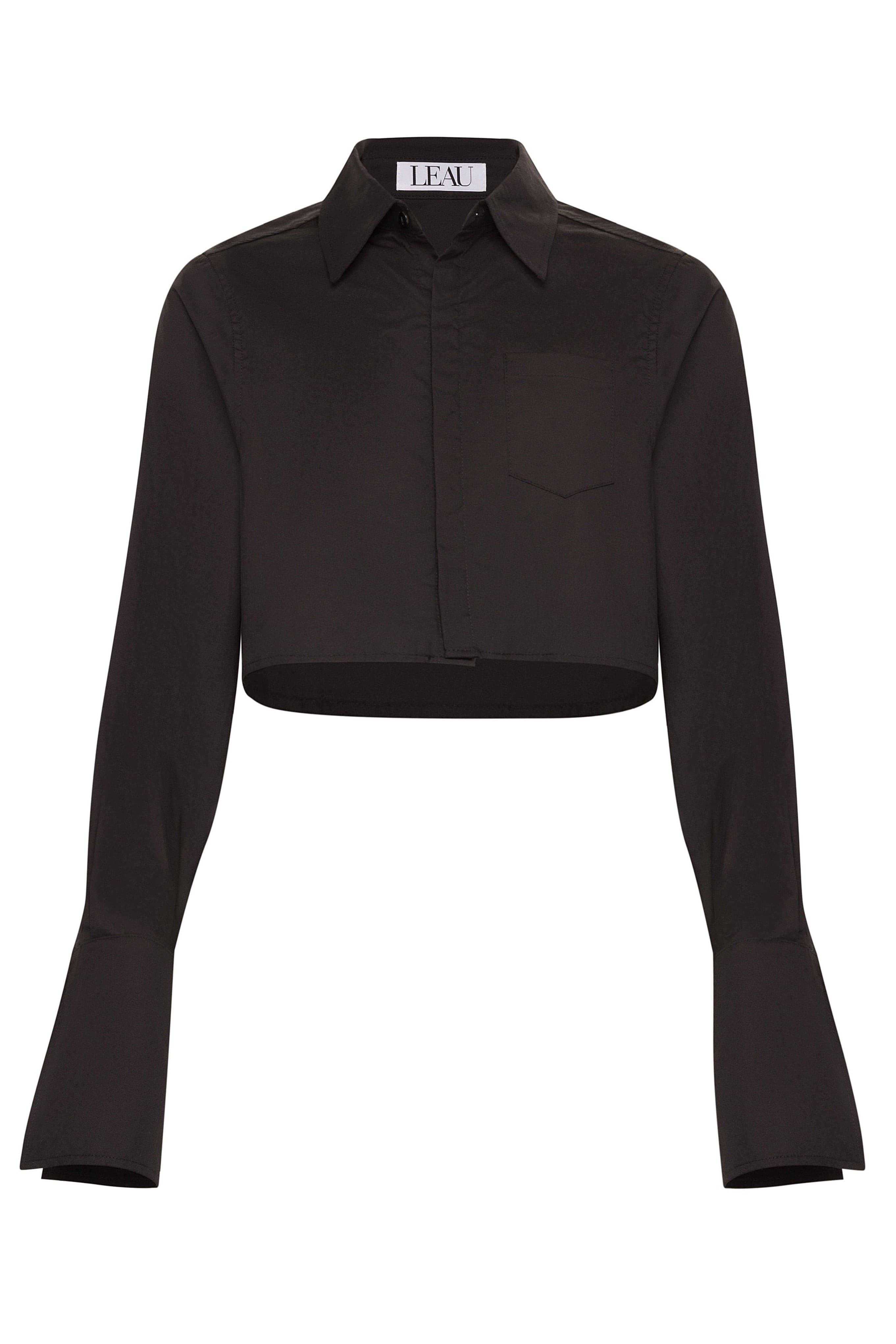 Coval Cropped Button Up Top - Black.