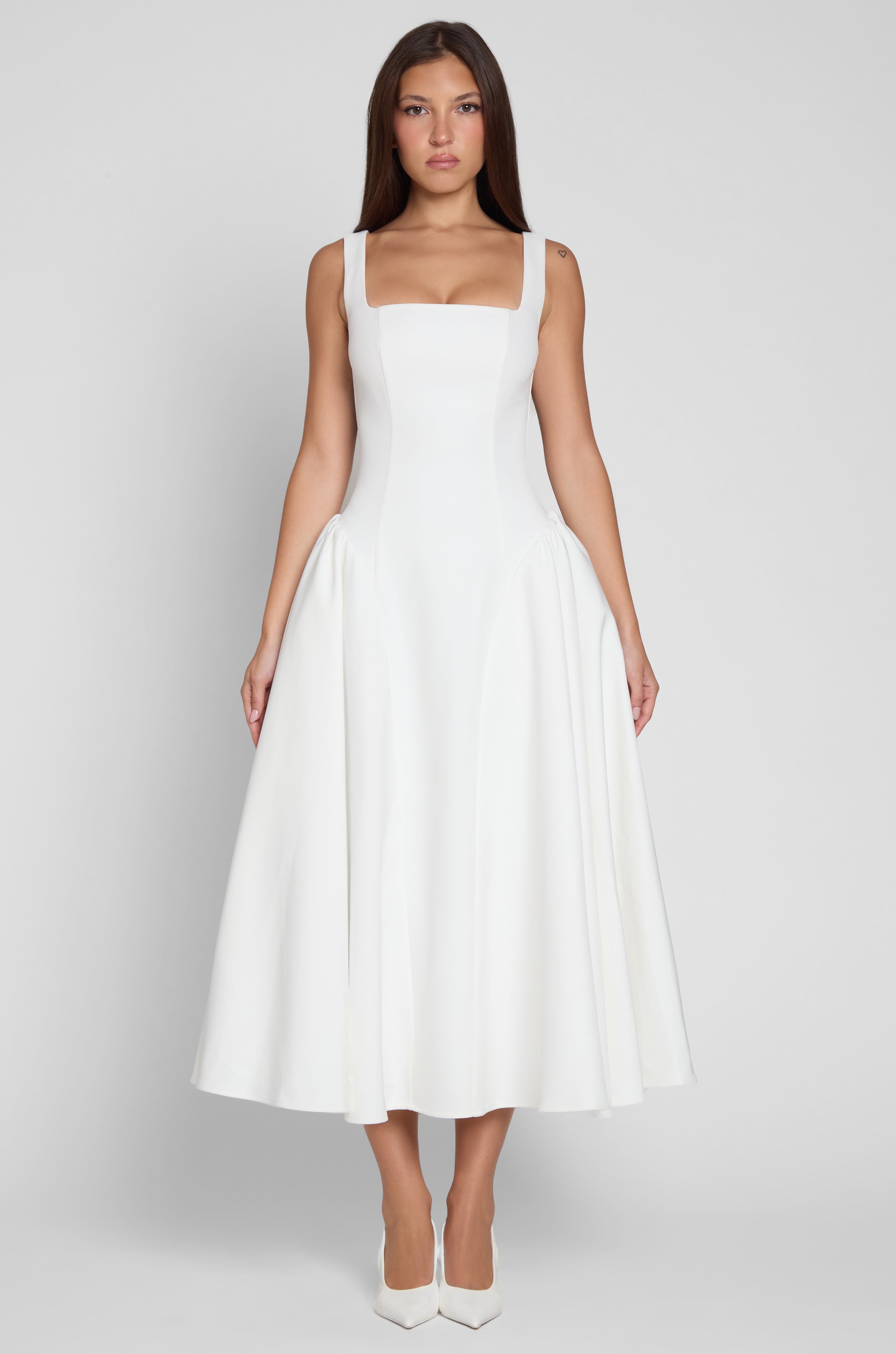 Chloe Corset Midi Dress - White