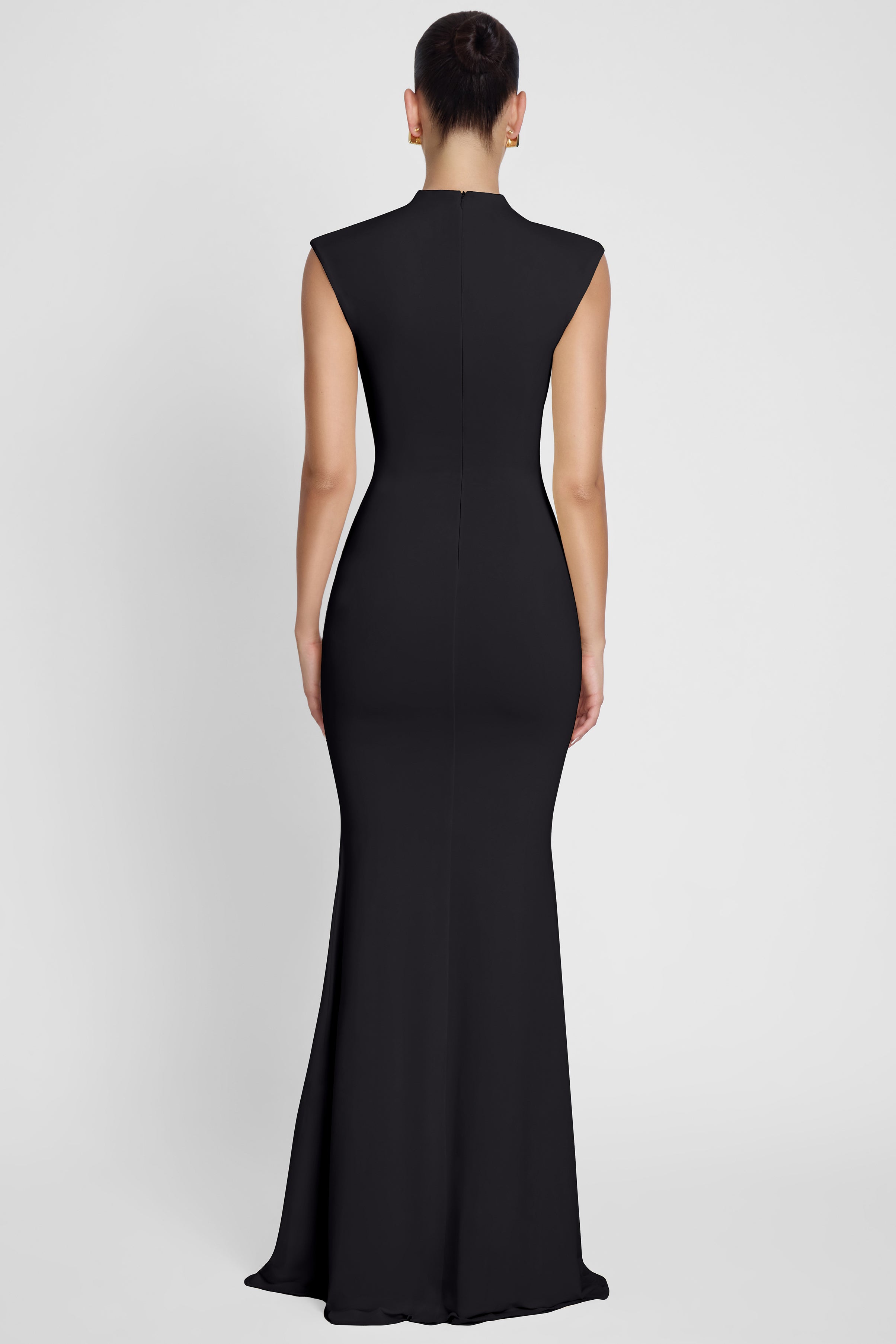 LEAU Como Dress in Black, Model in back shot