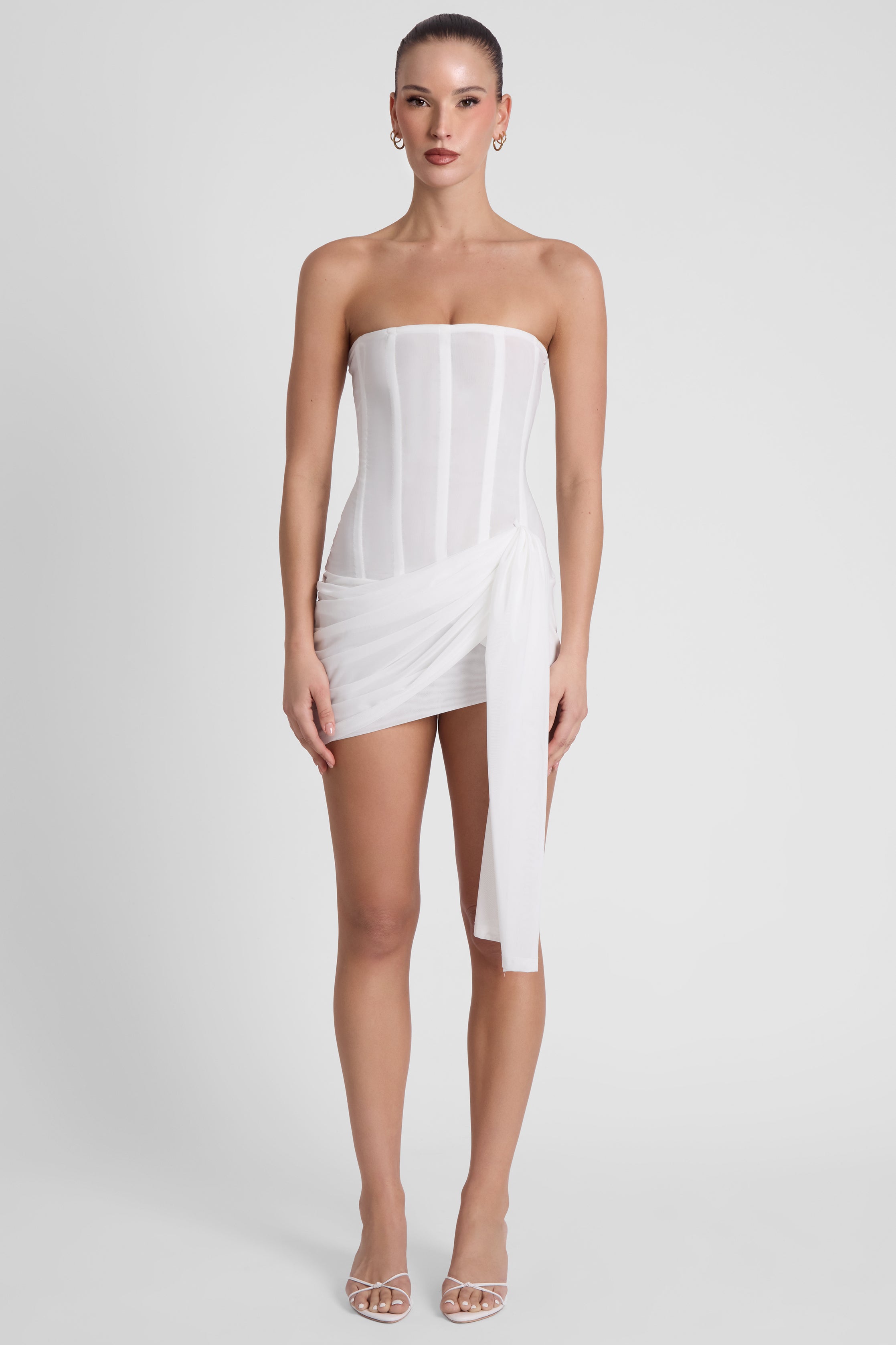 Mira Mesh Corset Dress - White