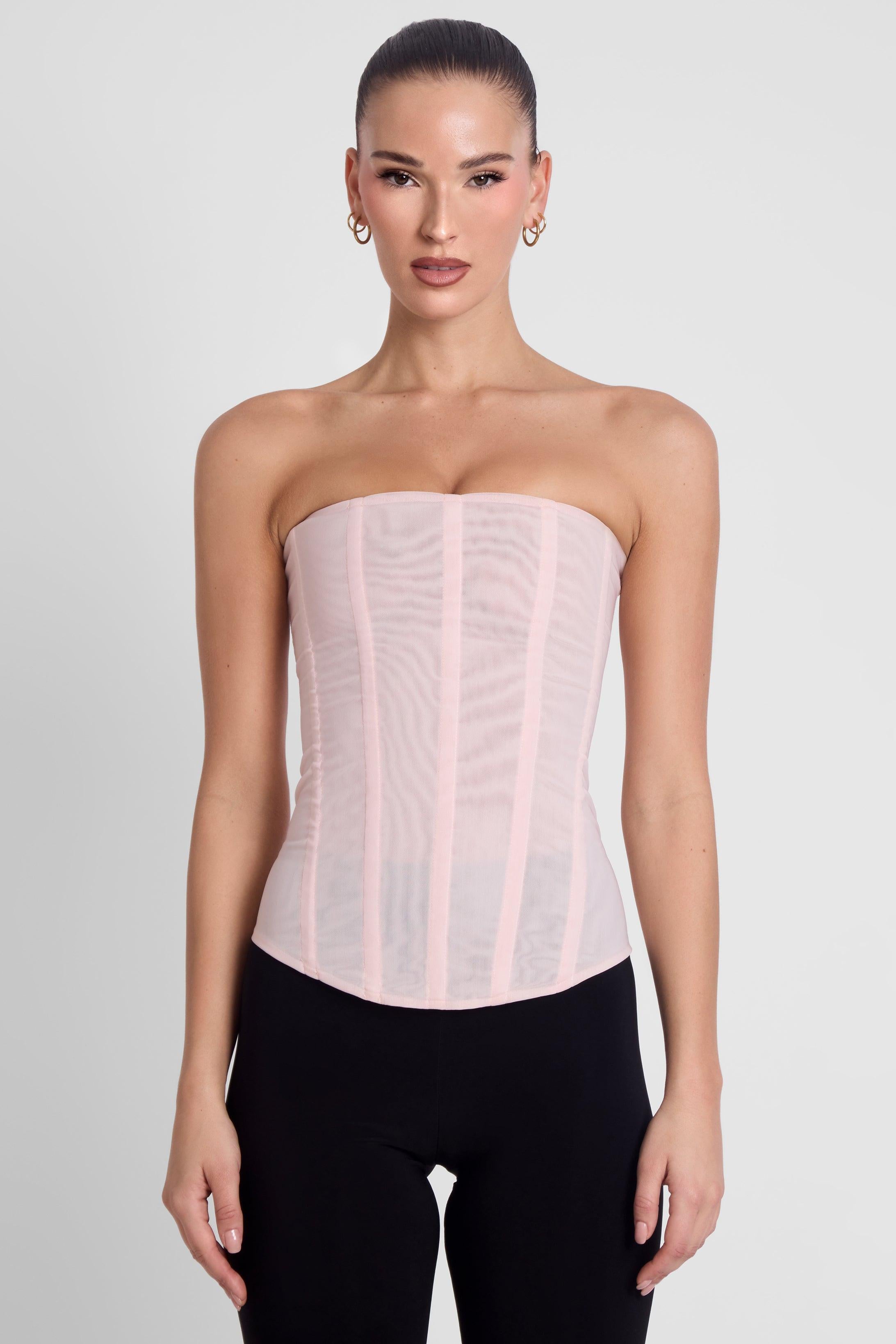 Muse Mesh Corset Top - Pink – LEAU