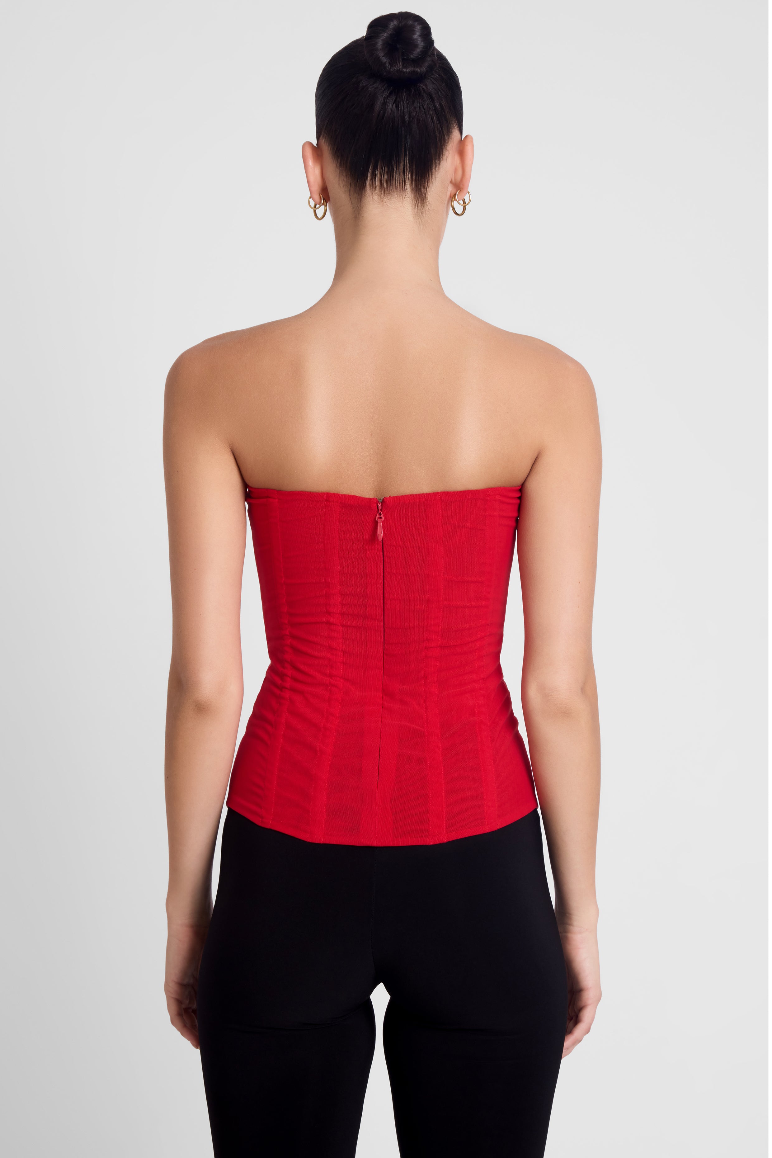 Muse Mesh Corset Top - Red