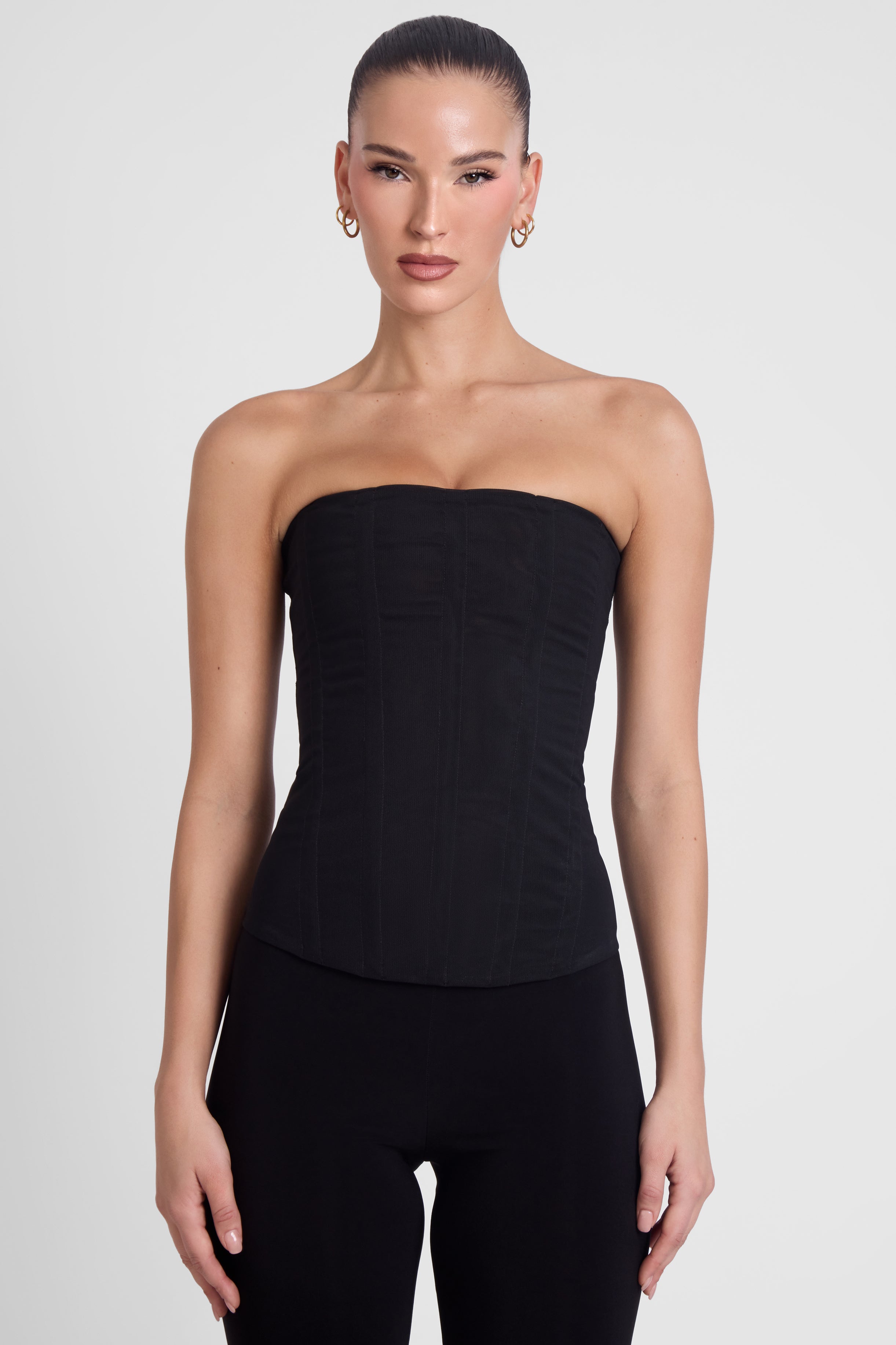 Muse Mesh Corset Top - Black