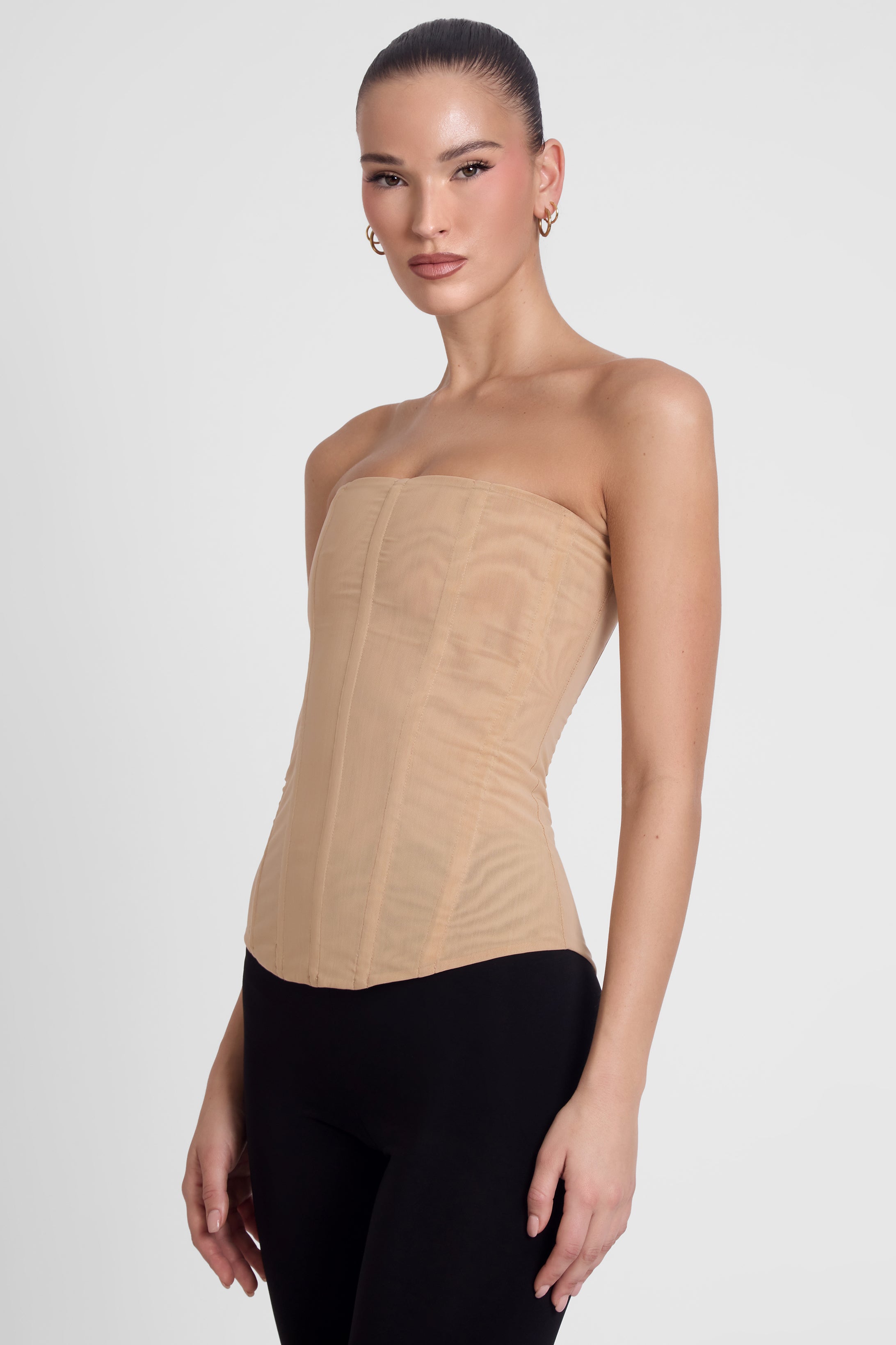 Muse Mesh Corset Top - Tan