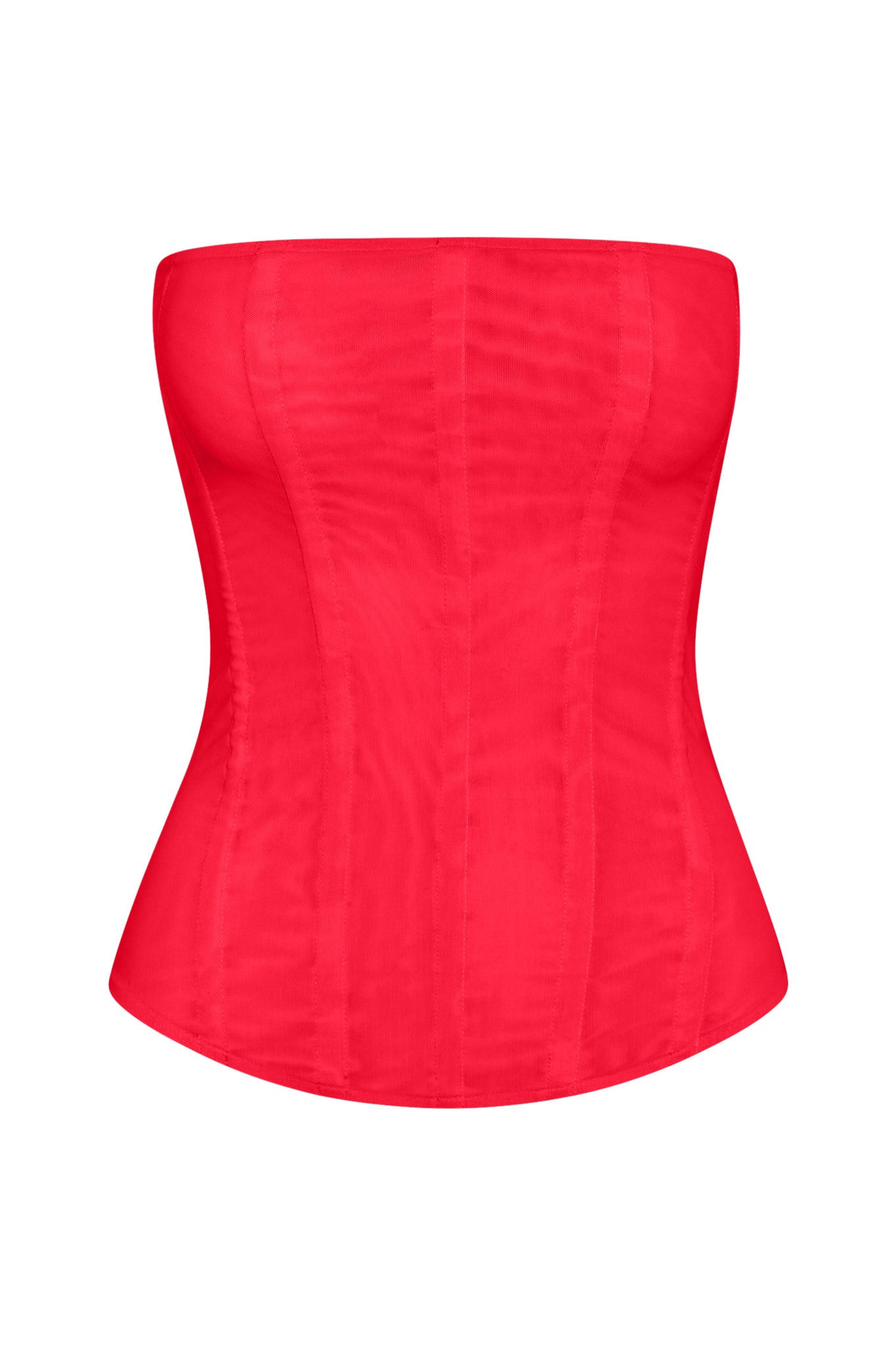 Muse Mesh Corset Top in Red, front view.