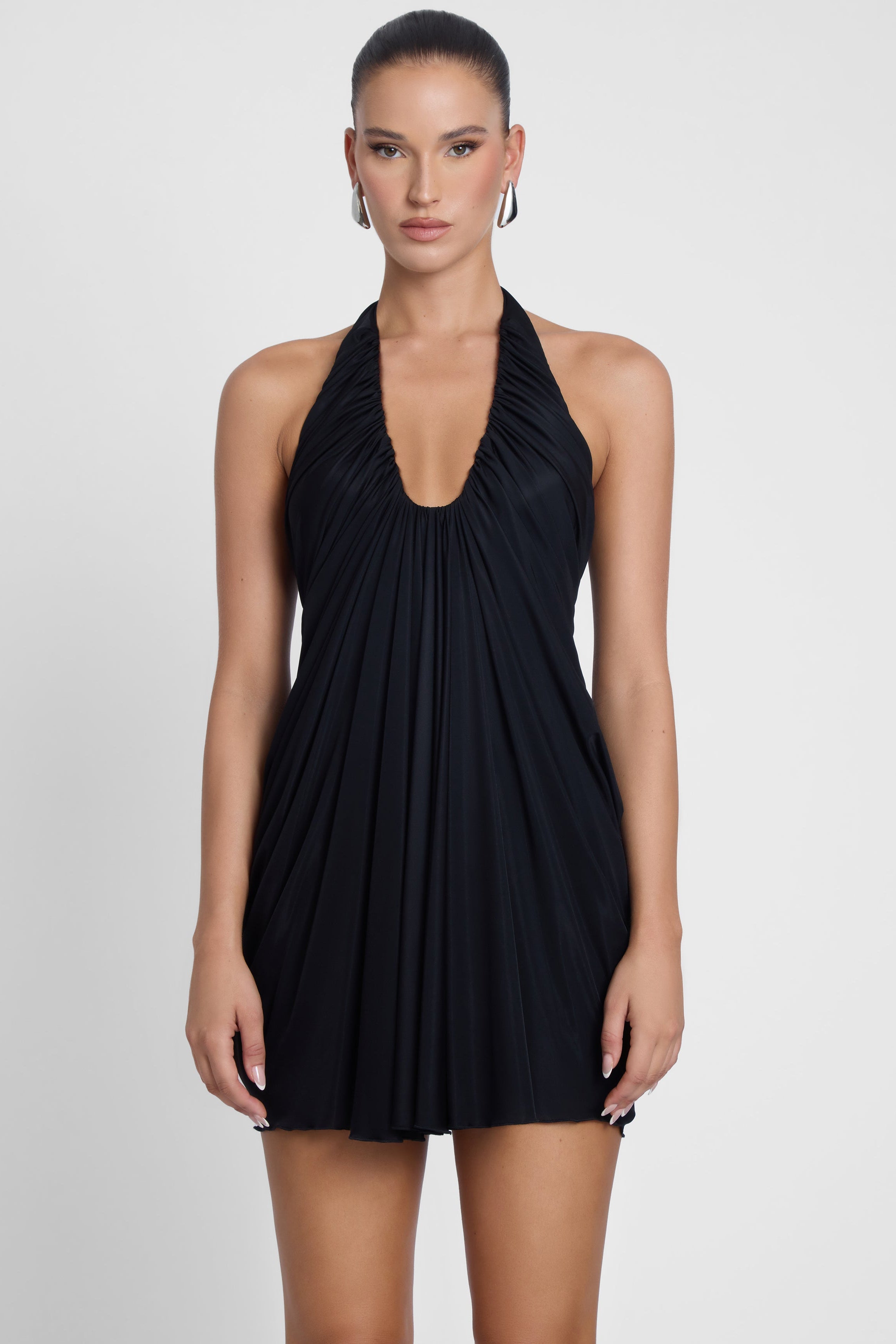 Odyssey Drape Mini Dress - Black | LEAU Odyssey Drape Mini Dress - Black | LEAU