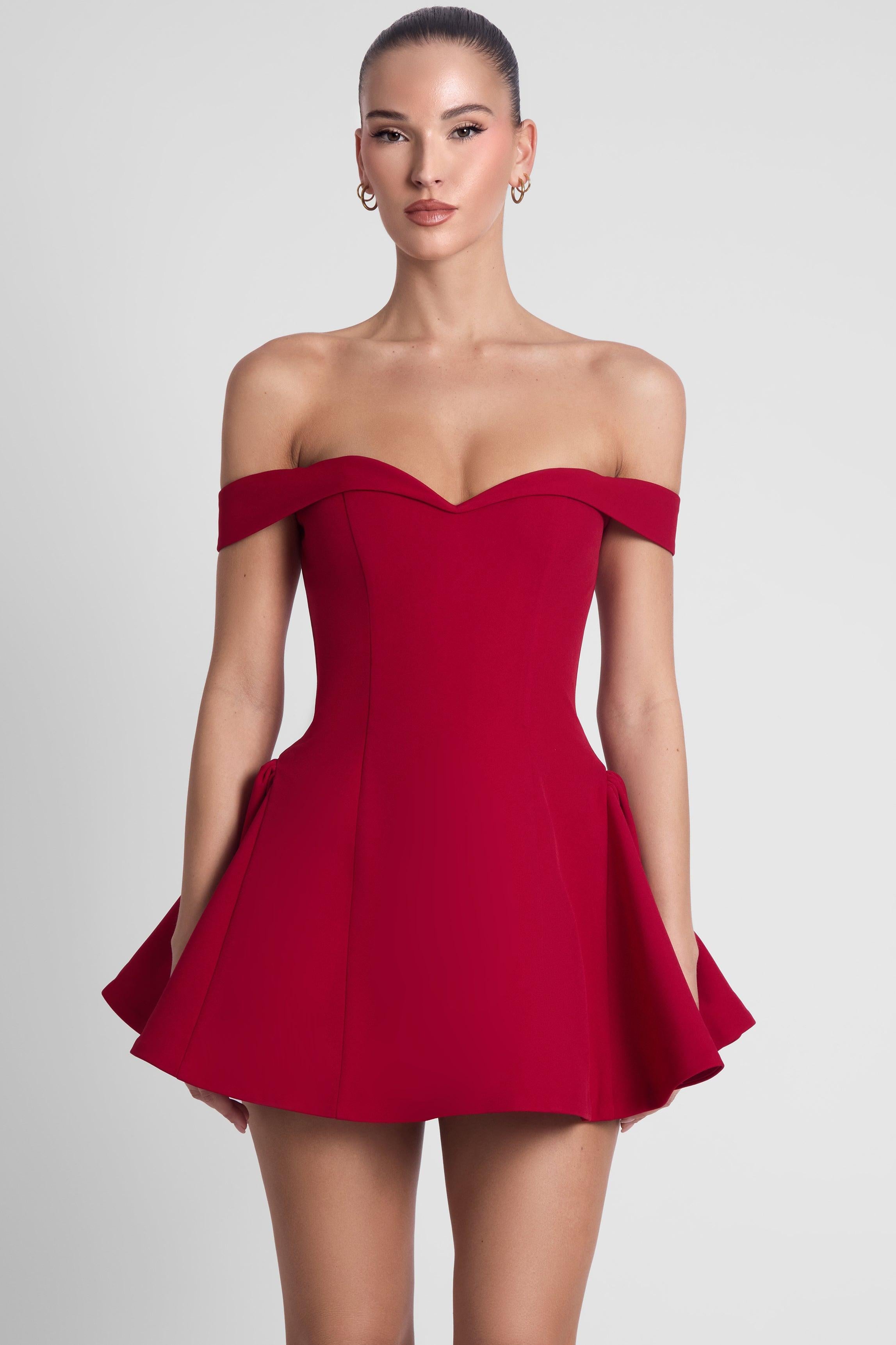 Raquel Babydoll Corset Mini Dress - Red LEAU Raquel Babydoll Corset Mini Dress - Red LEAU
