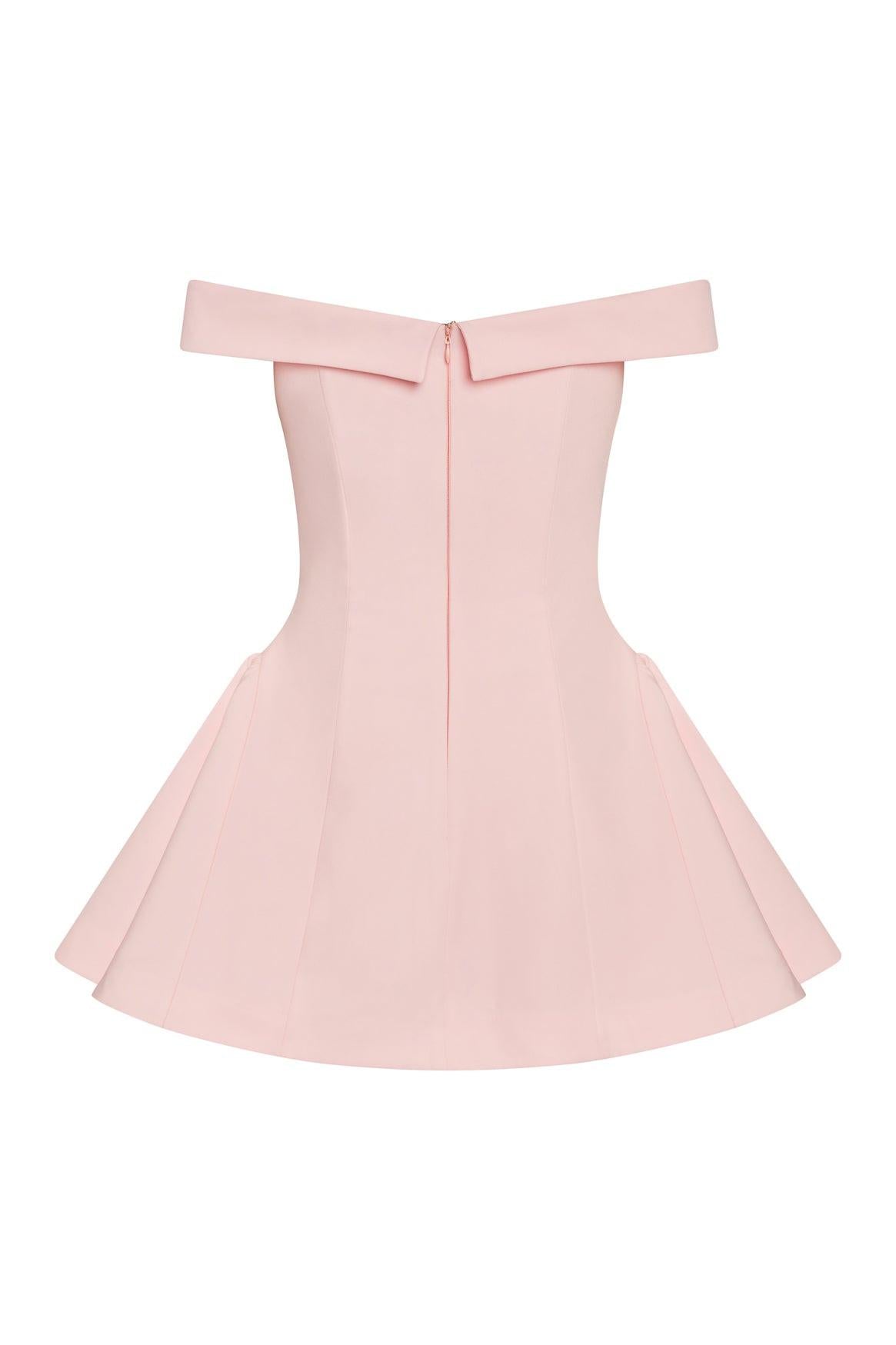 Raquel Babydoll Corset Mini Dress in Pink, back view