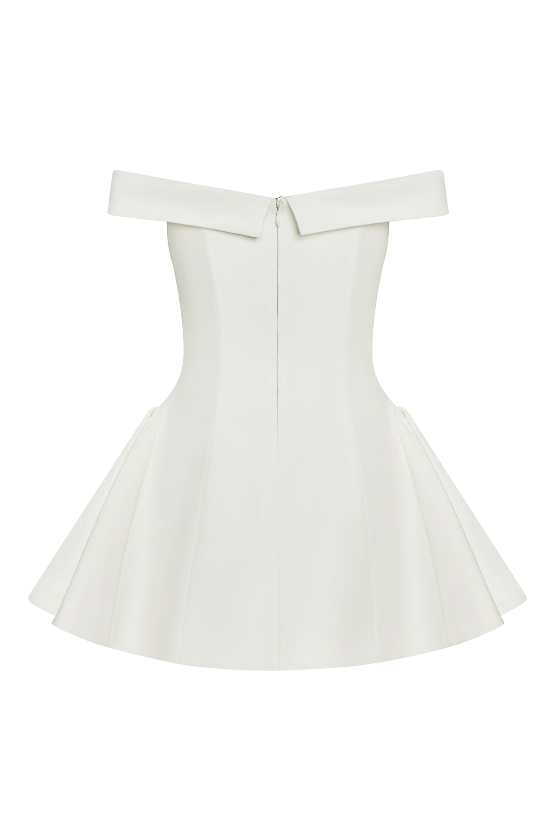 Raquel Babydoll Corset Mini Dress in White, back view.