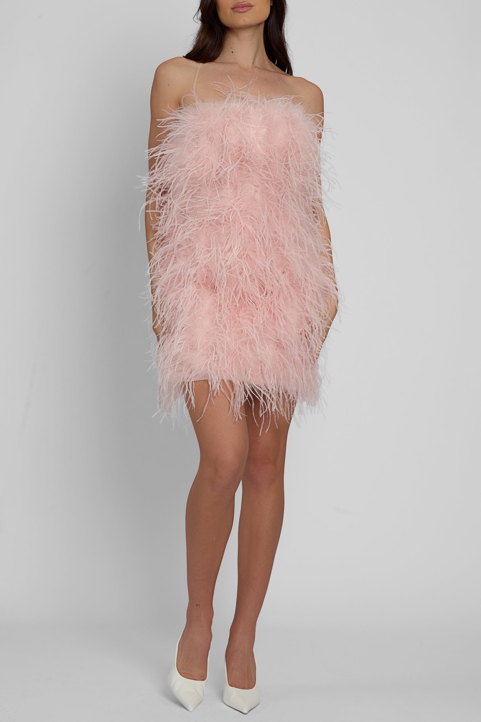 Cloud Feather Mini Dress - Pink.