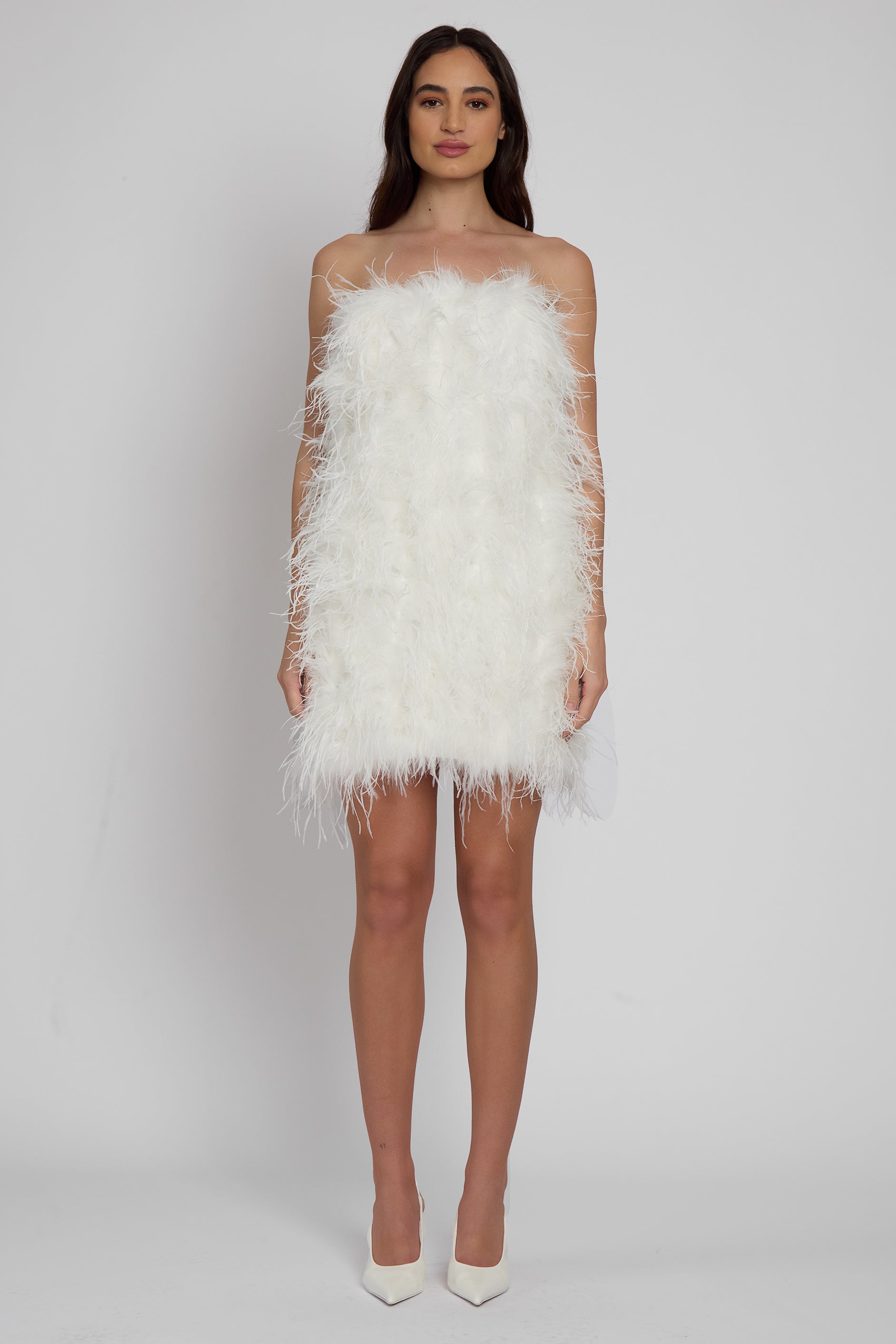 Cloud Feather Mini Dress White