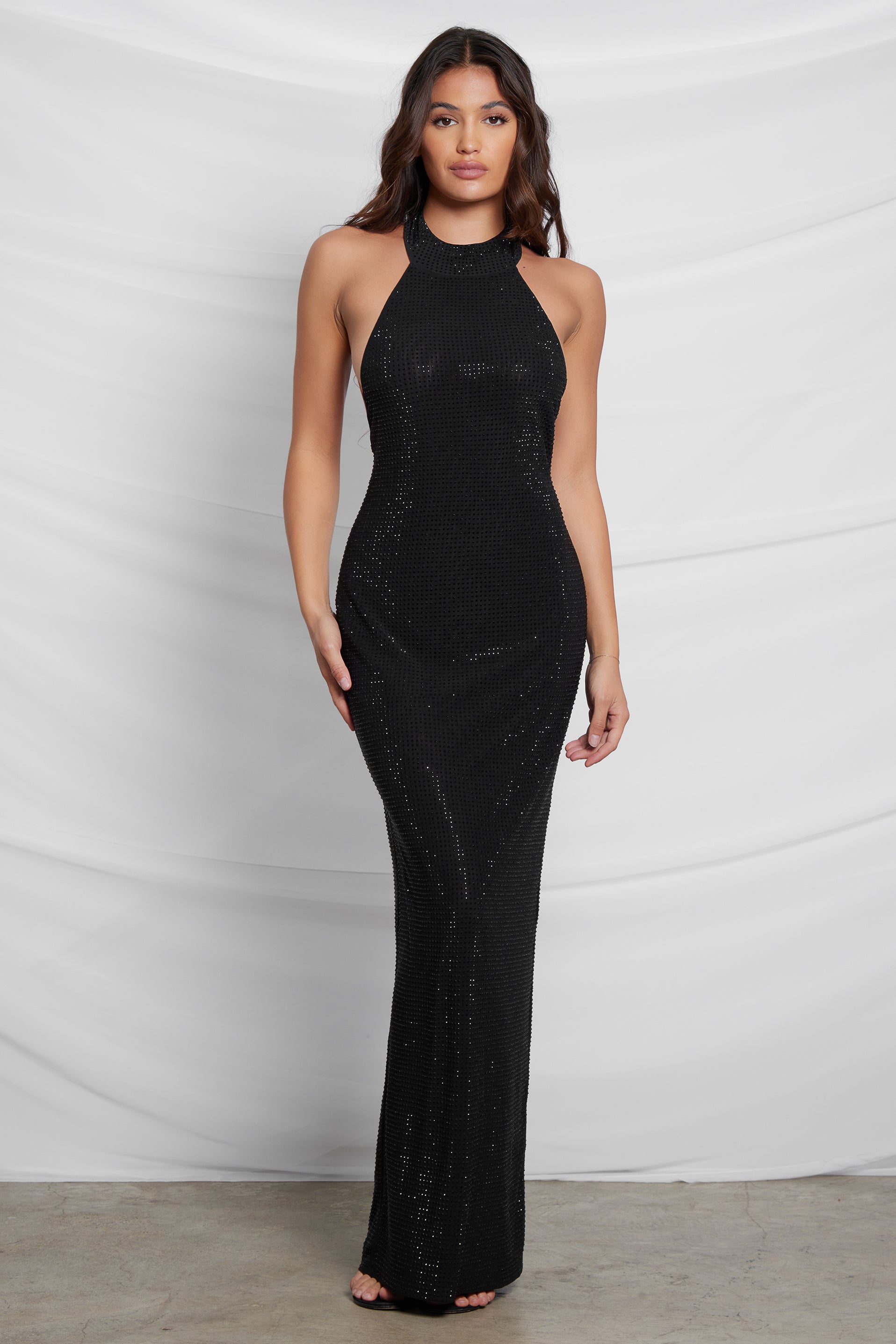 Demeter Diamante Crystal Embellished Maxi Dress