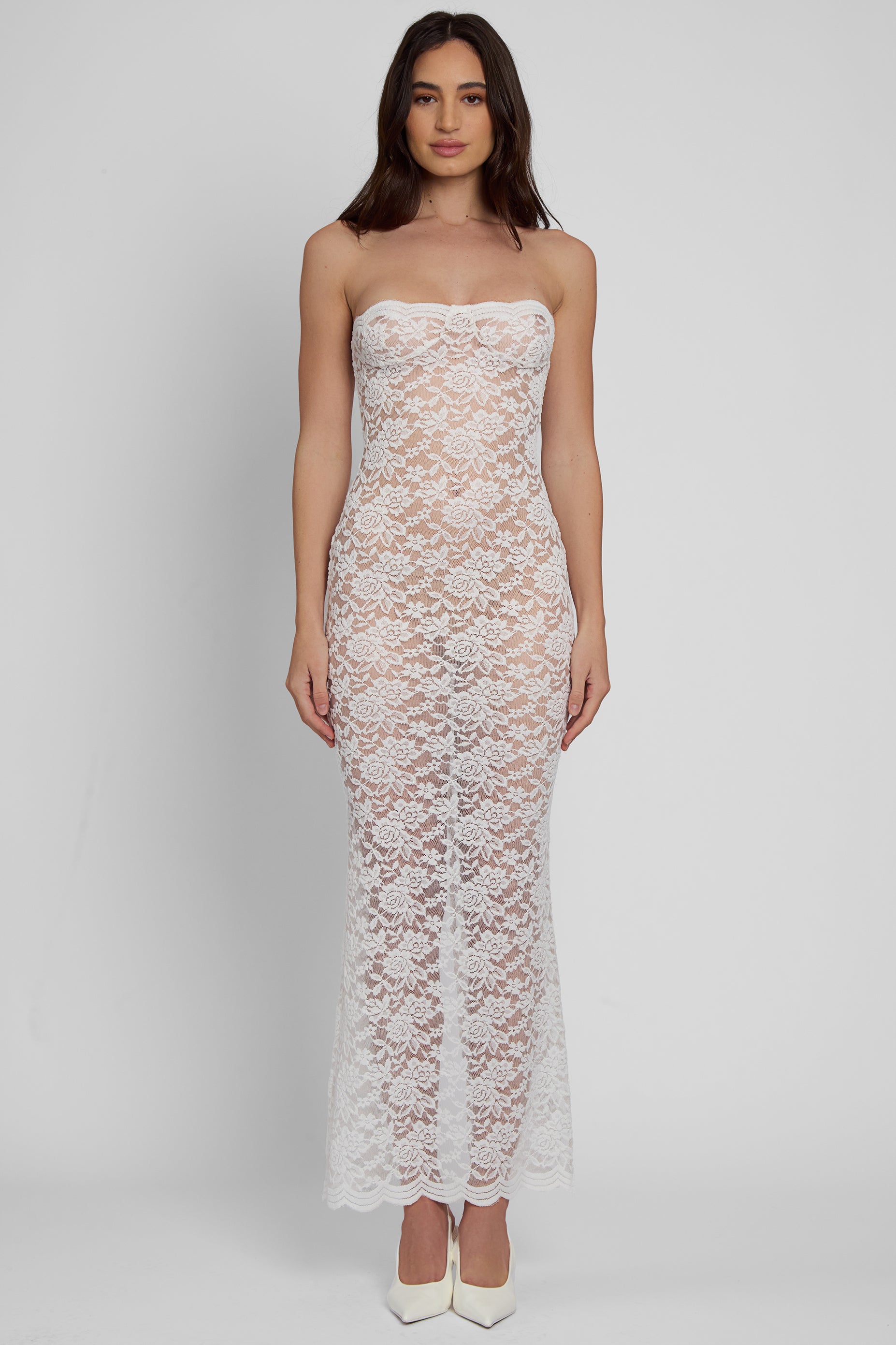 Soleil Scalloped Lace Midi Dress