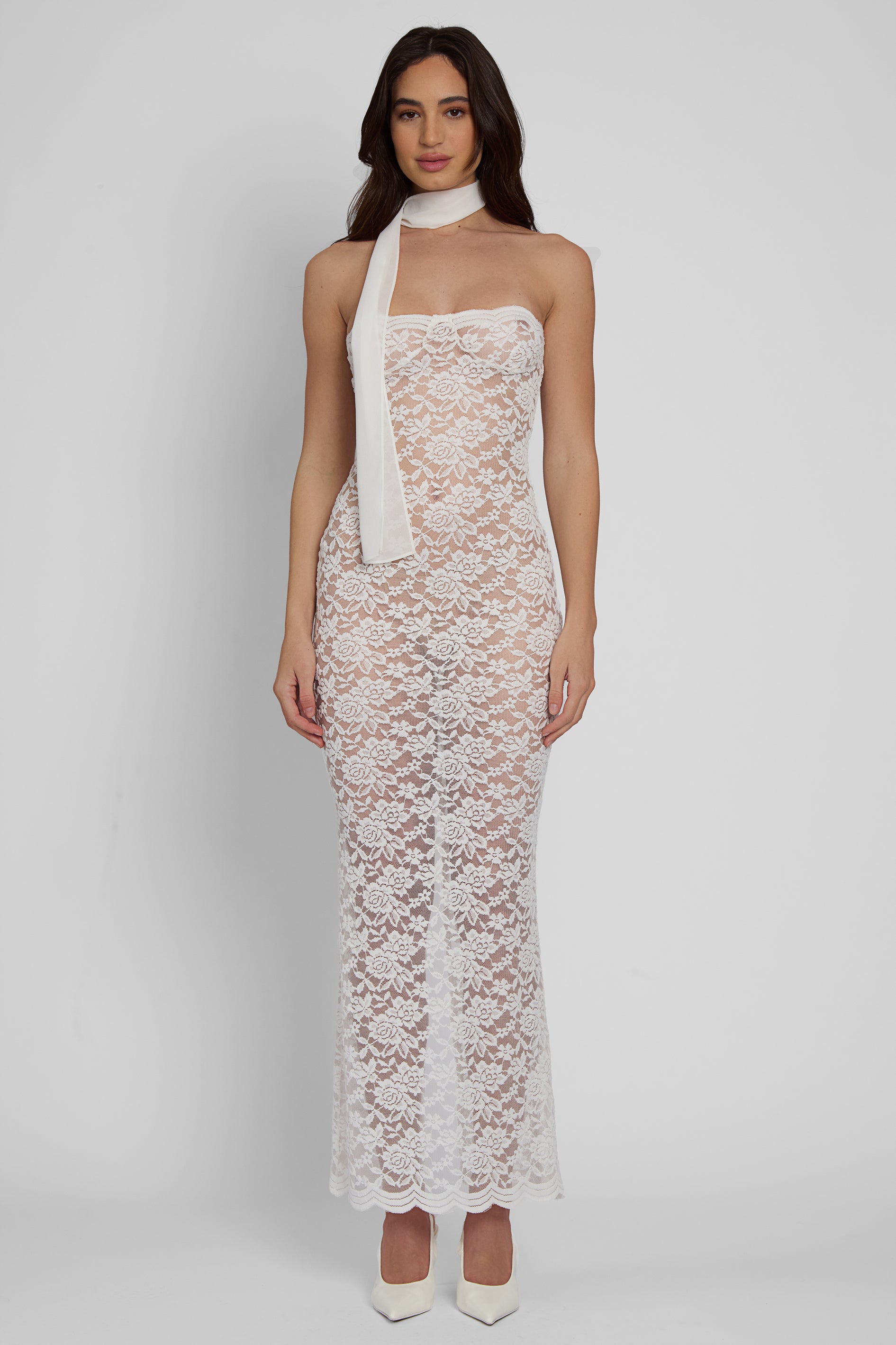 Soleil Scalloped Lace Midi Dress